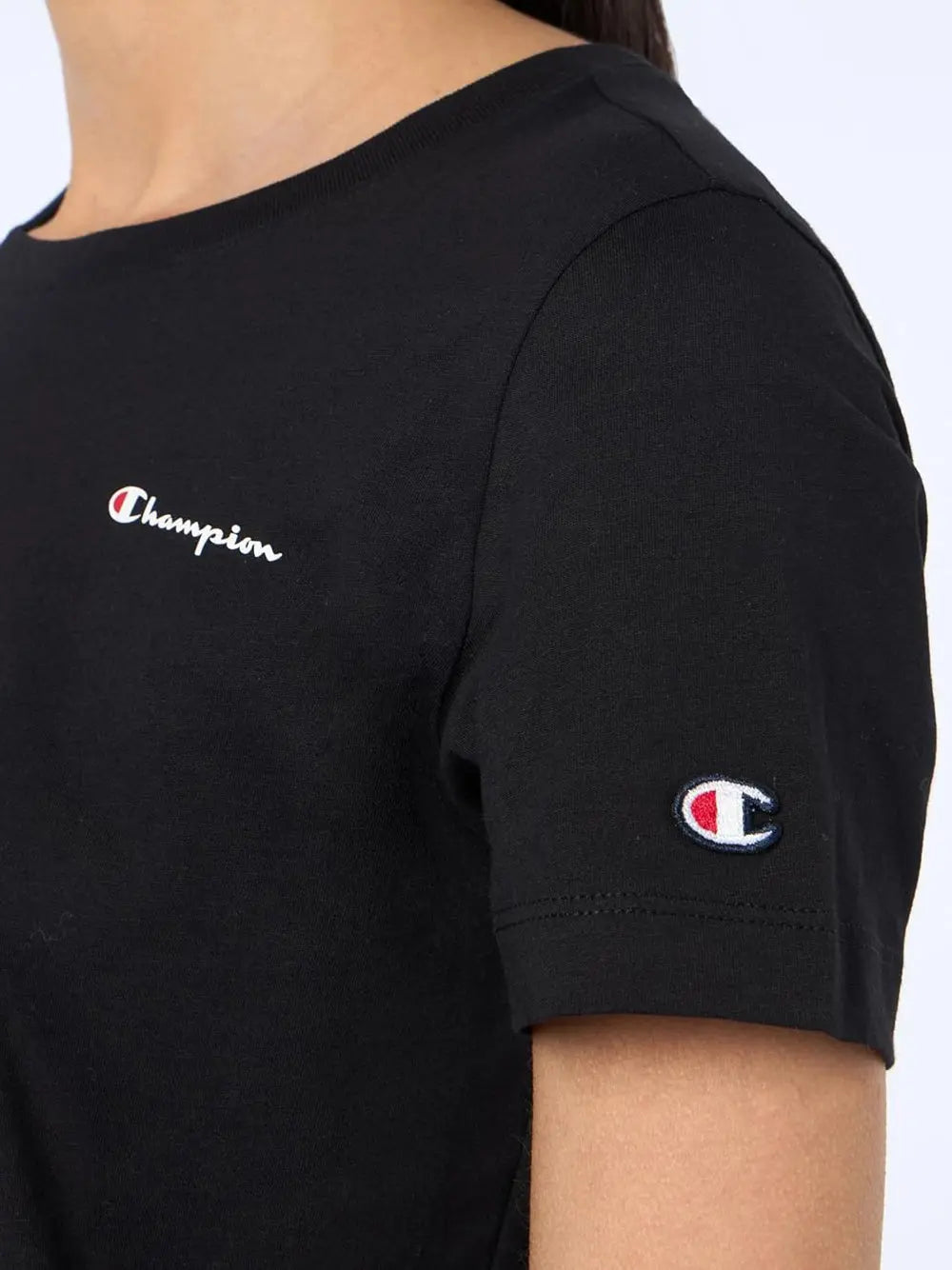 T-Shirt Champion Donna Nero Champion Angolo dello Sport