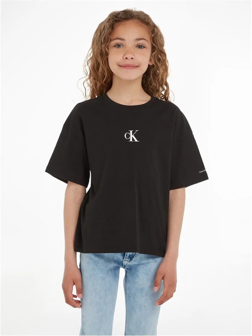 T-Shirt Ck Logo Boxy Calvin Klein Jr Bambina - Nero Calvin Klein Angolo dello Sport