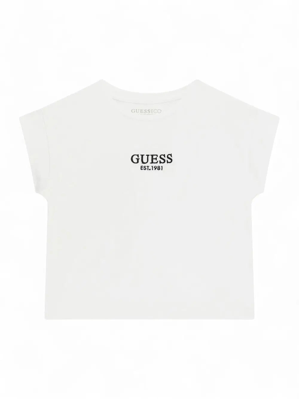 T-Shirt Crop Guess Jr Bambina - Bianco