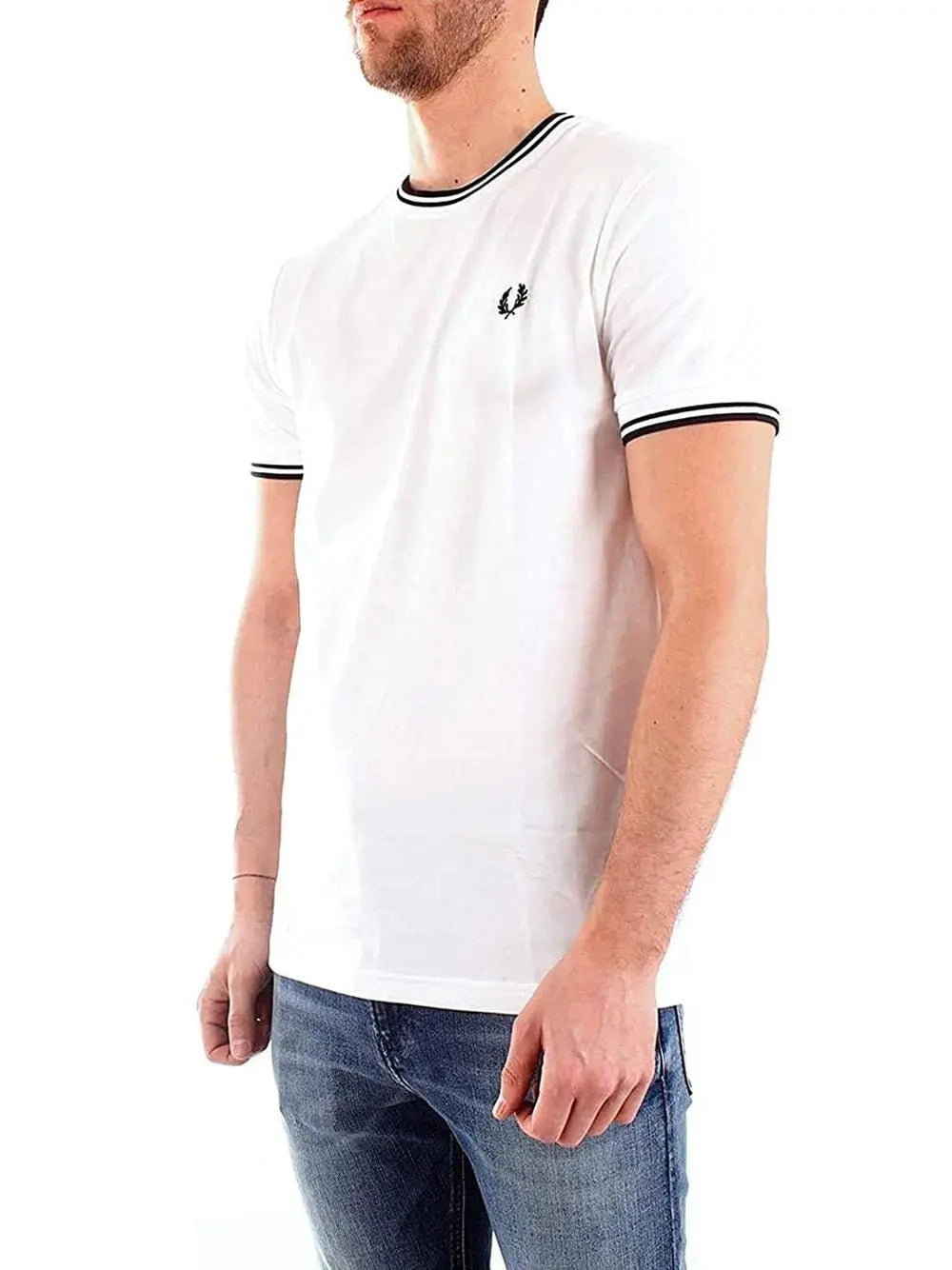 T-Shirt Fred Perry Uomo Twin Tipped Bianco Fred Perry Angolo dello Sport