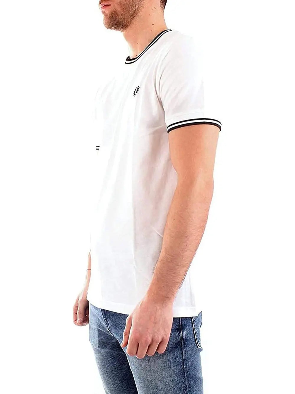 T-Shirt Fred Perry Uomo Twin Tipped Bianco Fred Perry Angolo dello Sport