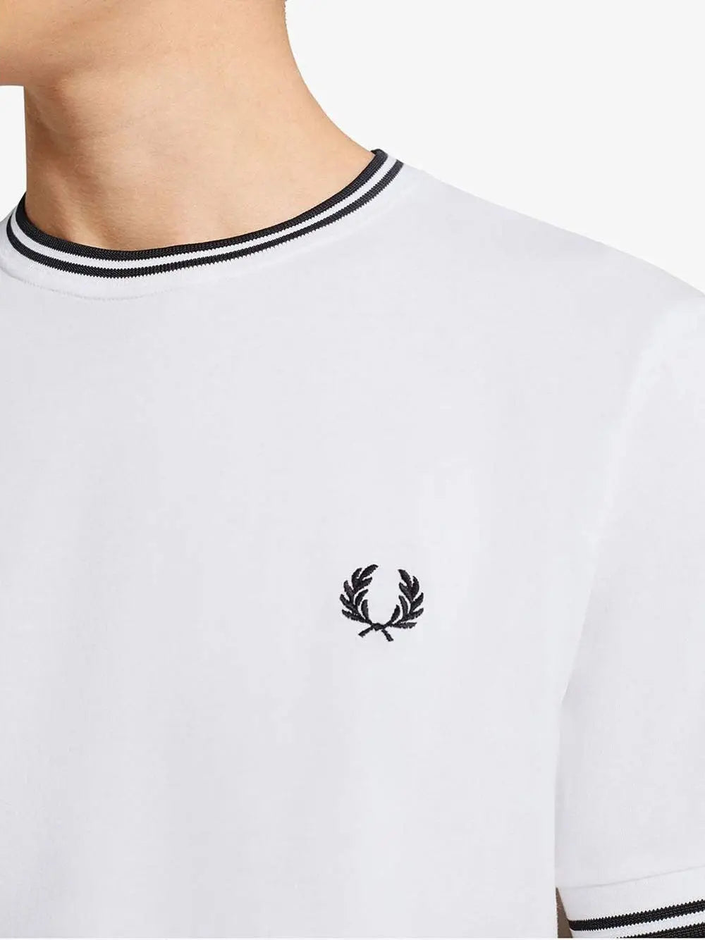 T-Shirt Fred Perry Uomo Twin Tipped Bianco Fred Perry Angolo dello Sport