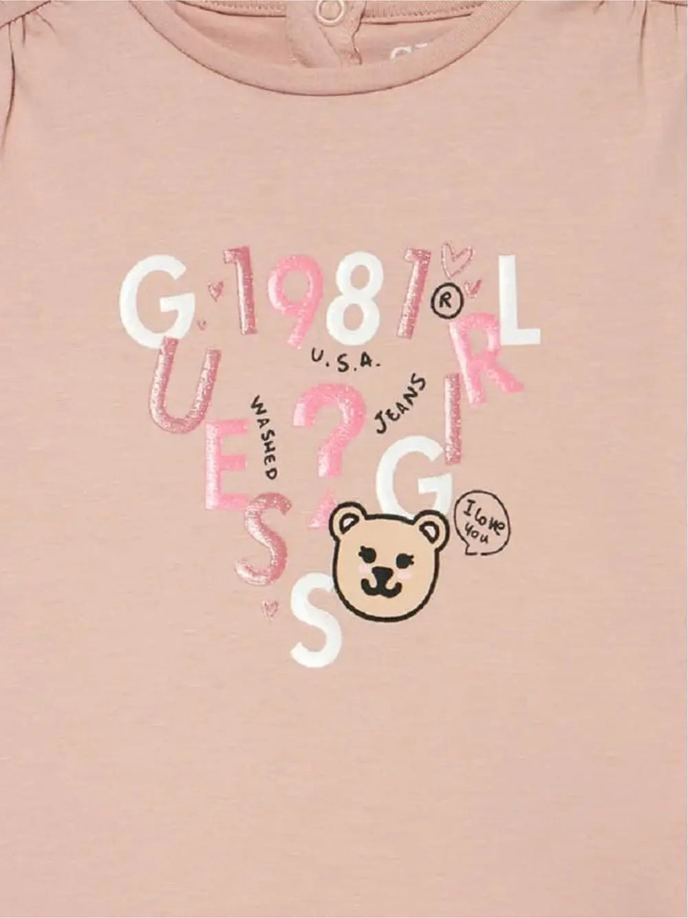 T-Shirt Guess Jr Bambina Ls Rosa Guess Angolo dello Sport