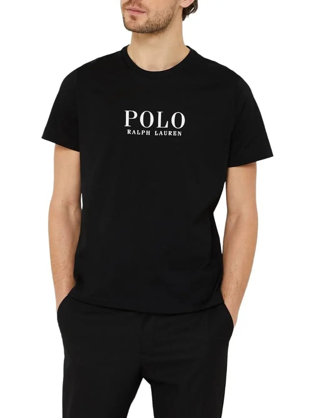 T-Shirt Ralph Lauren Uomo Ss Crew Sleep Top Nero Ralph Lauren Angolo dello Sport