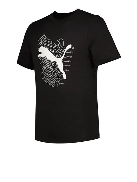 T-Shirt Sportiva Puma Uomo Graphics Cat Nero Puma  Angolo dello Sport