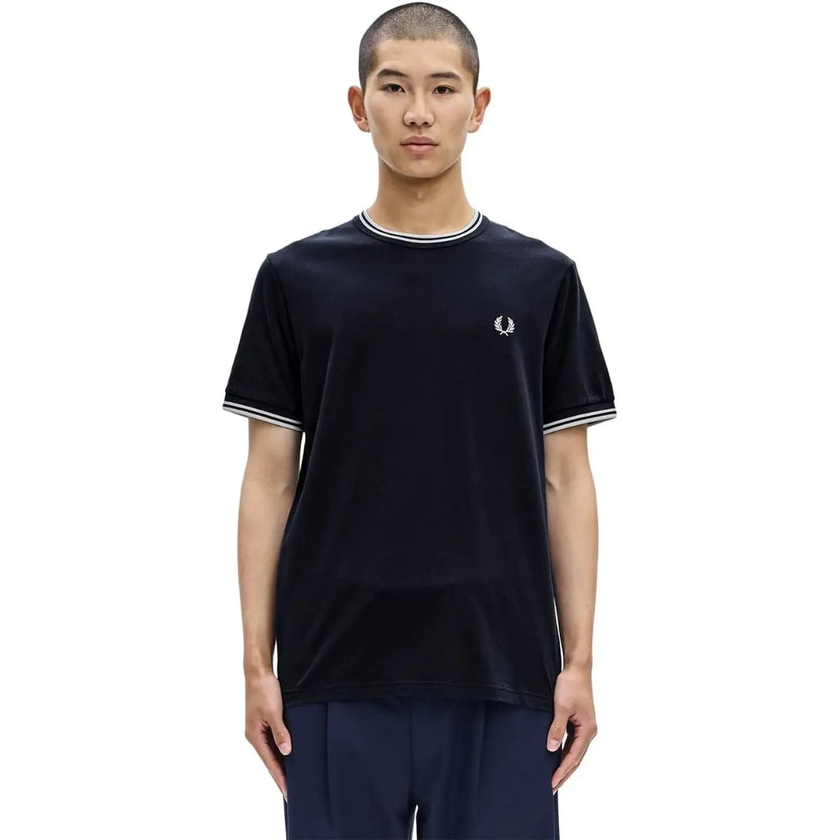 T-shirt FRED PERRY Uomo TWIN TIPPED Navy FRED PERRY Angolo dello Sport