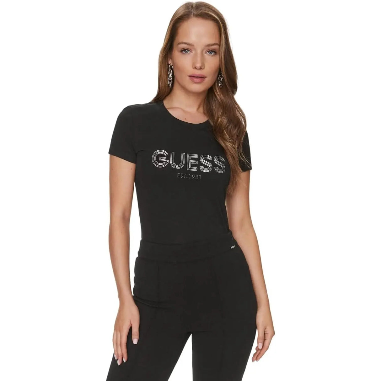 T-shirt GUESS Donna CN BOLD LOGO Nero