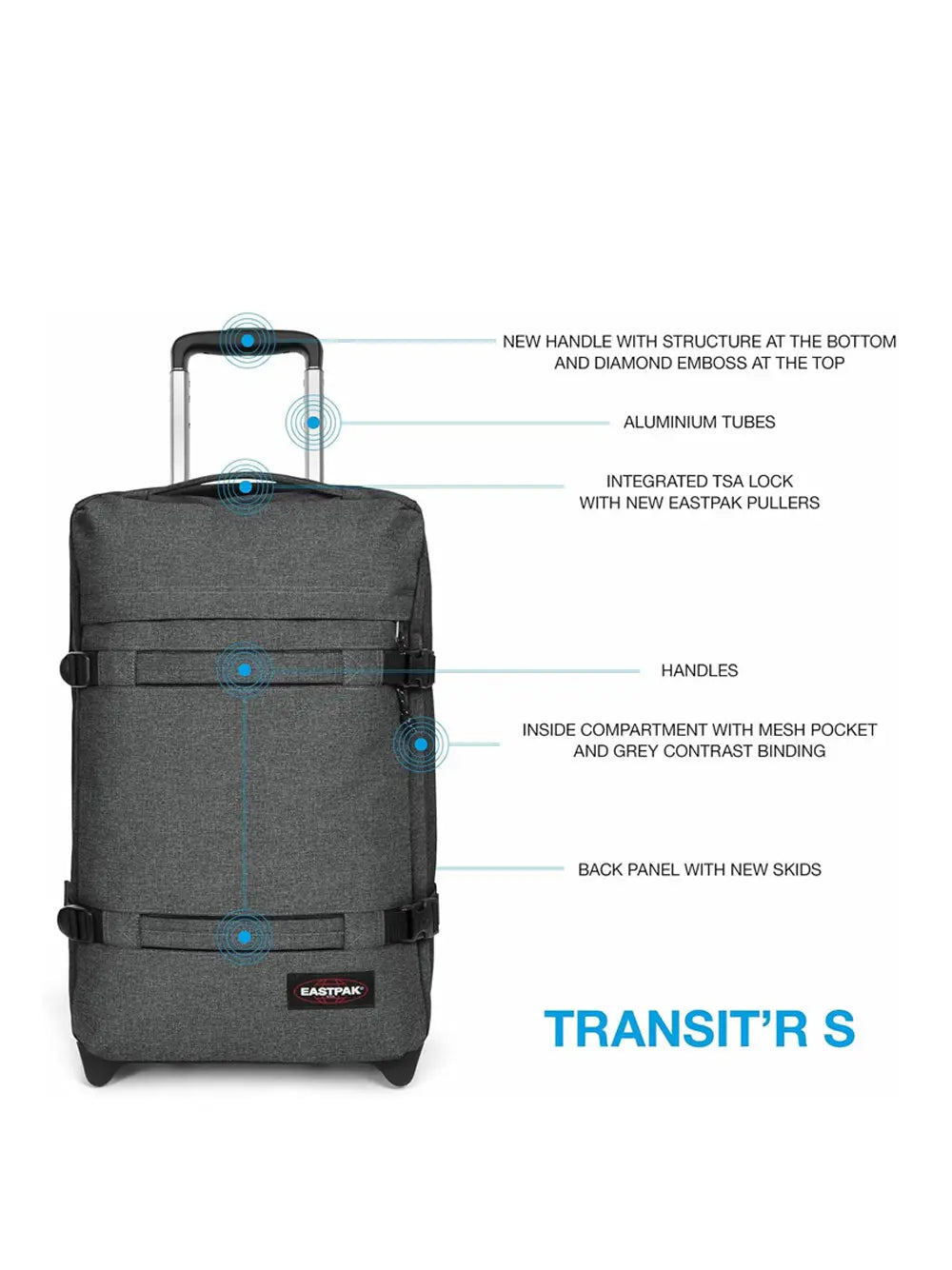 Trolley Eastpak Unisex Transit'r S Nero Eastpak Angolo dello Sport