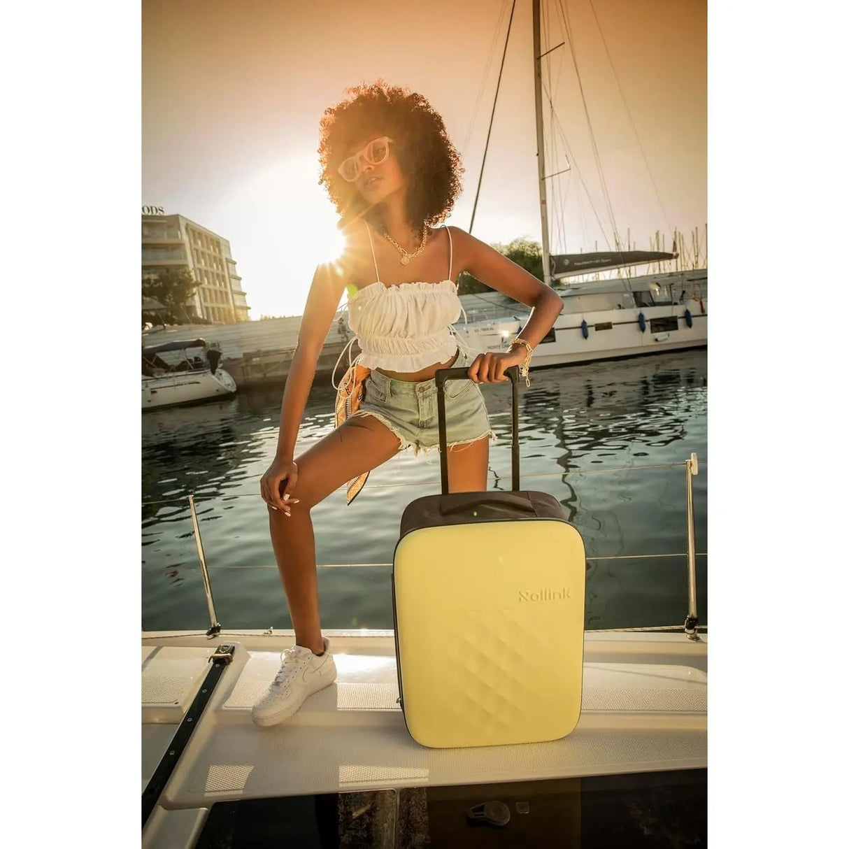 Trolley ROLLINK Unisex flex vega cabin size int 21 Yellow iris