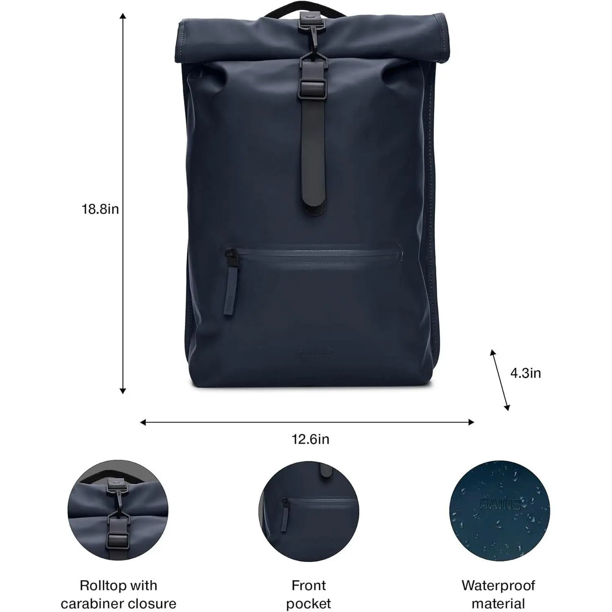 Zaino RAINS Unisex Navy RAINS Angolo dello Sport