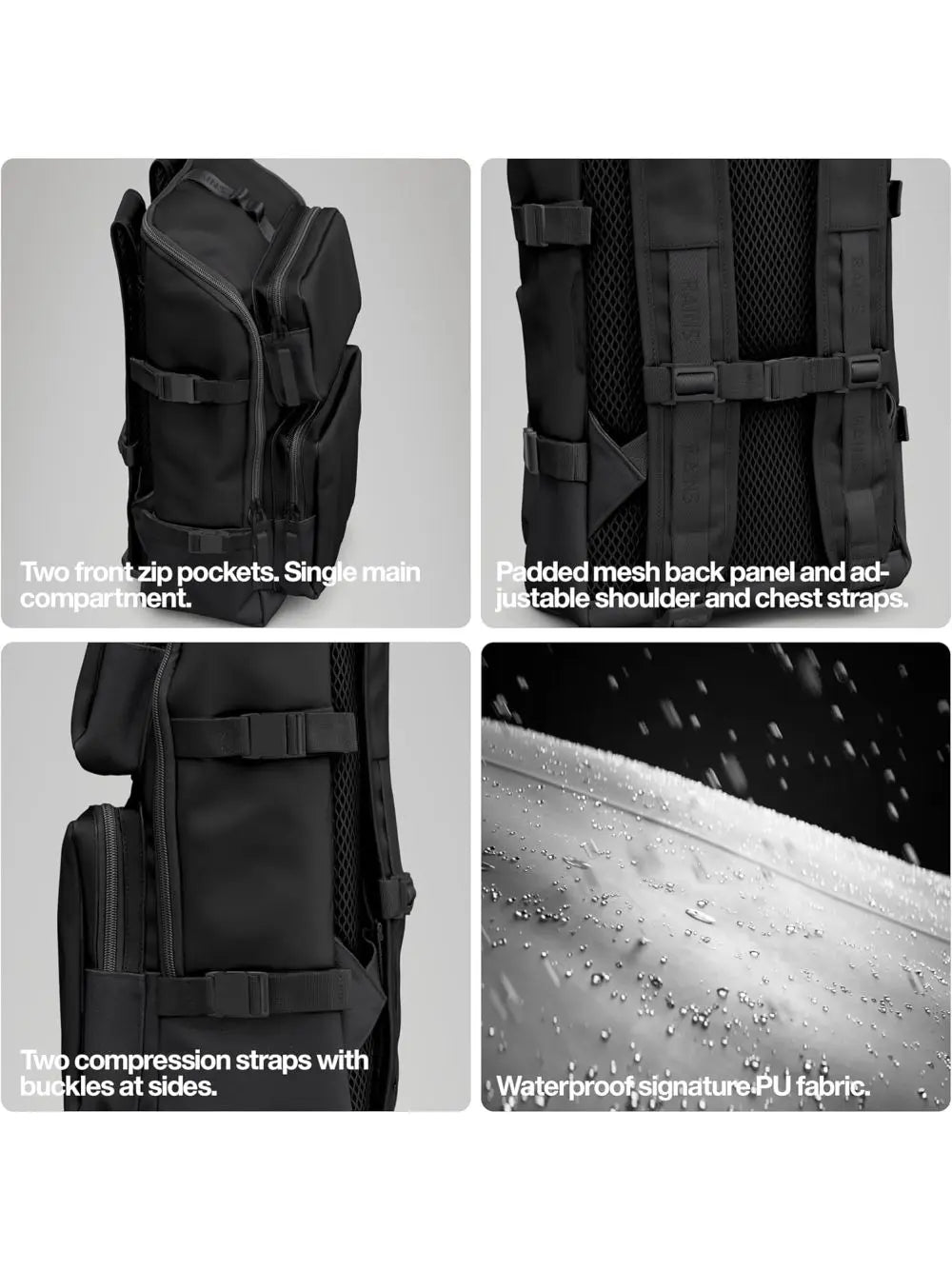 Zaino Rains Unisex - Nero