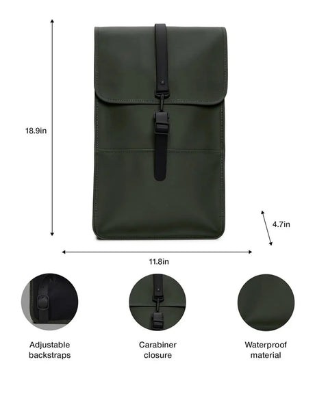 Zaino Rains Unisex Verde Rains  Angolo dello Sport