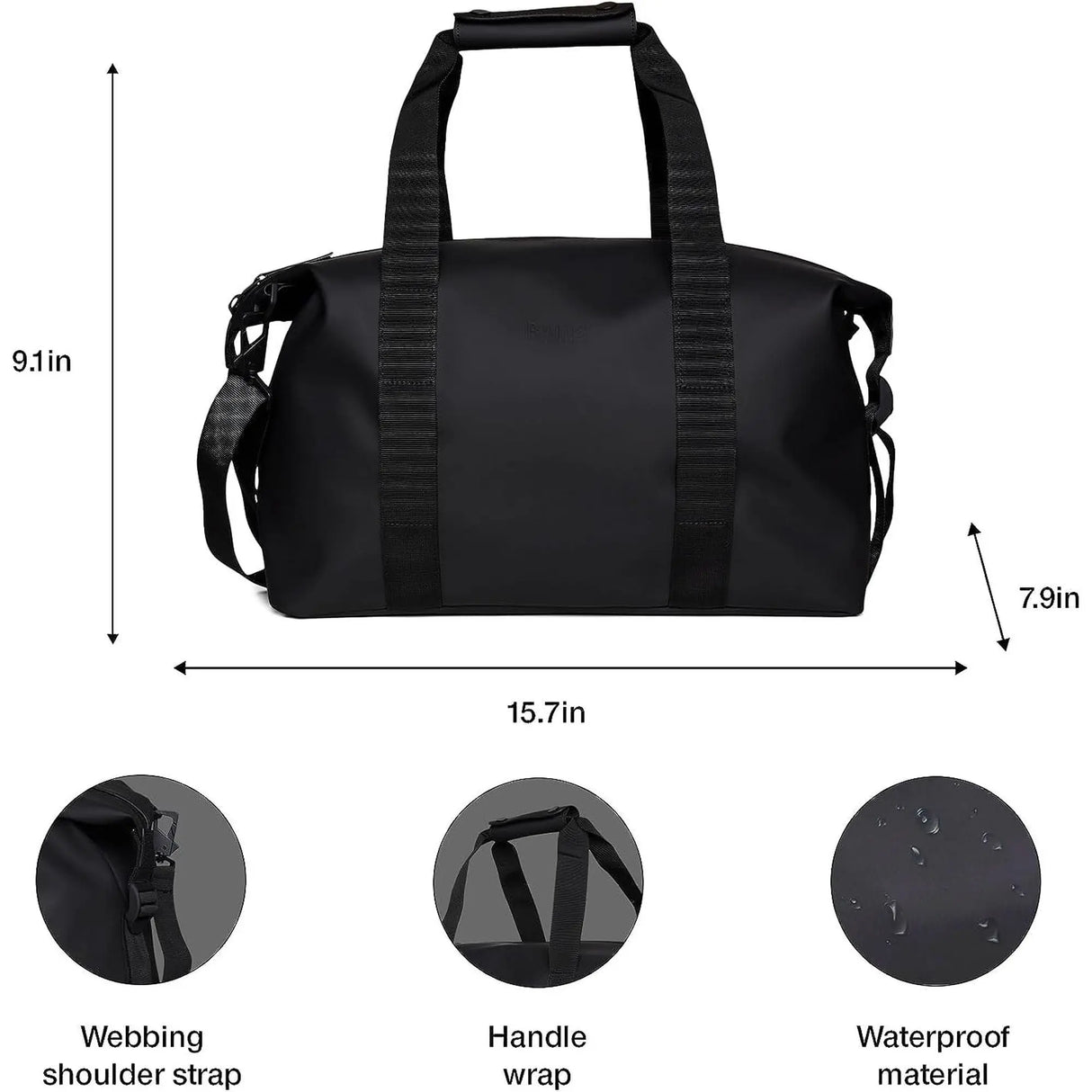 Borsa RAINS Donna hilo weekend bag small Nero