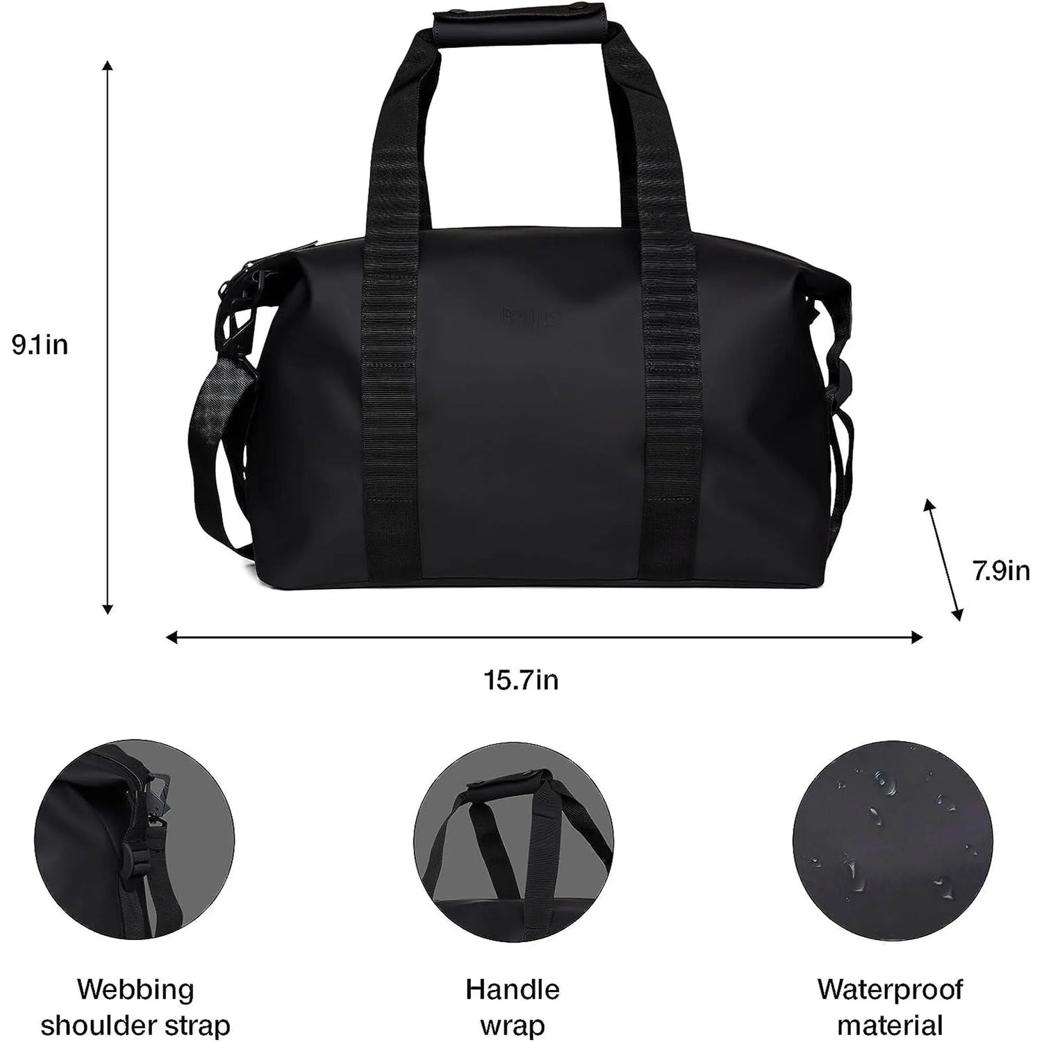 Borsa RAINS Donna hilo weekend bag small Nero