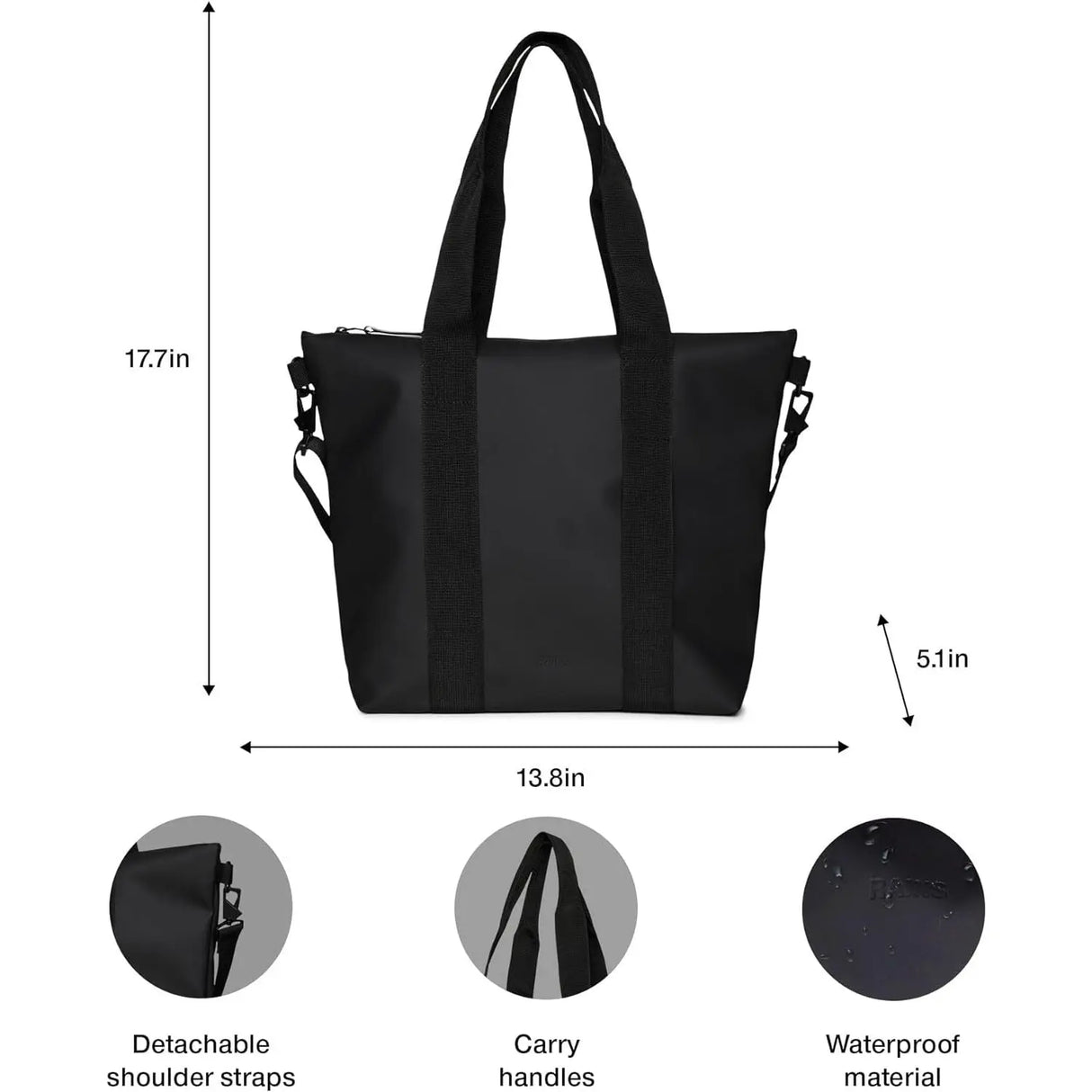 Borsa RAINS Donna tote bag Nero