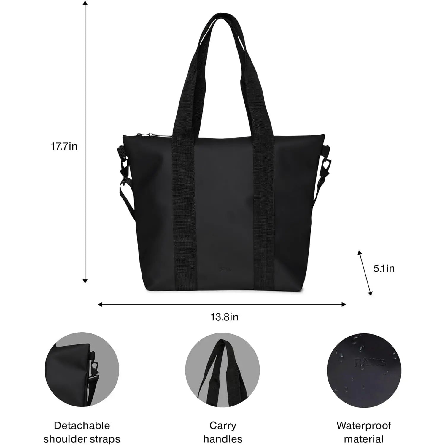 Borsa RAINS Donna tote bag Nero