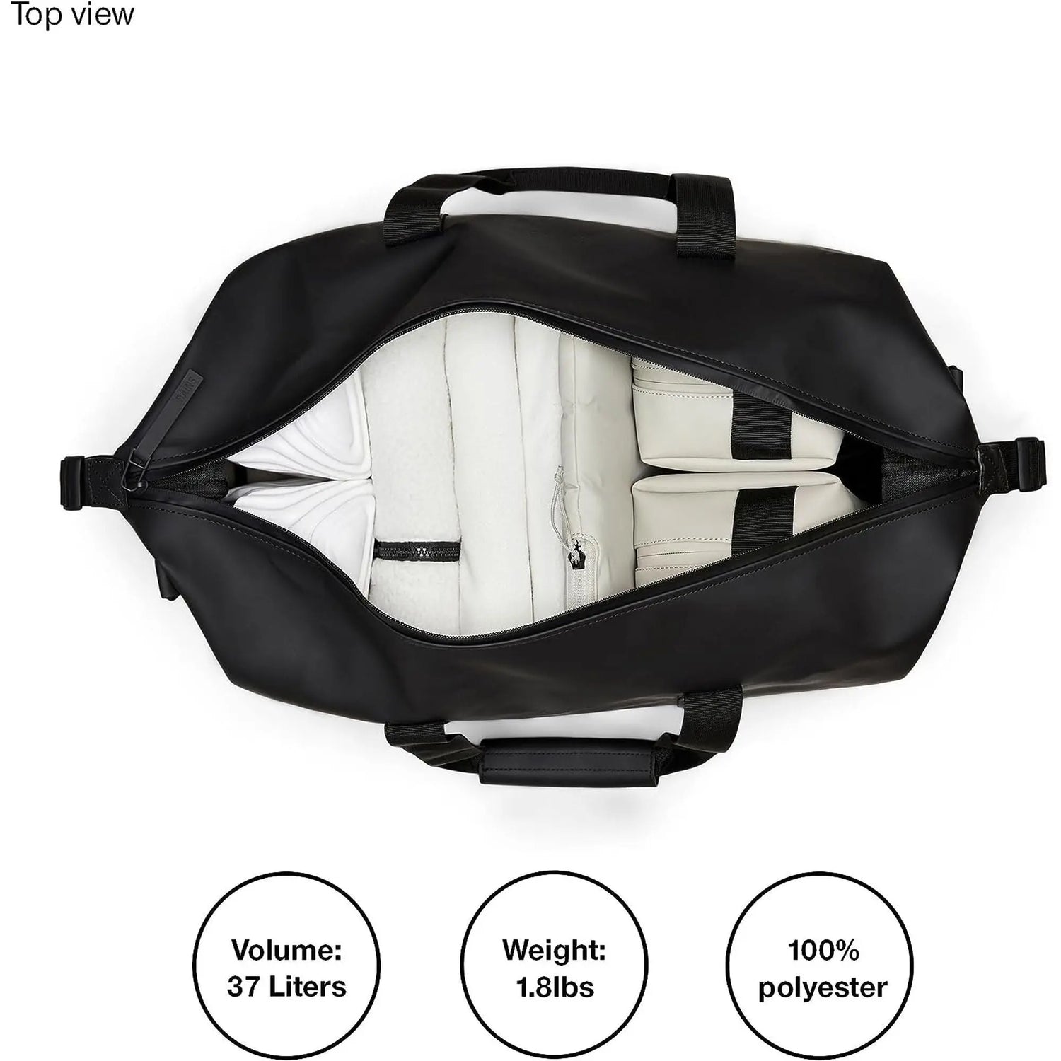 Borsa RAINS Unisex hilo weekend bag Nero