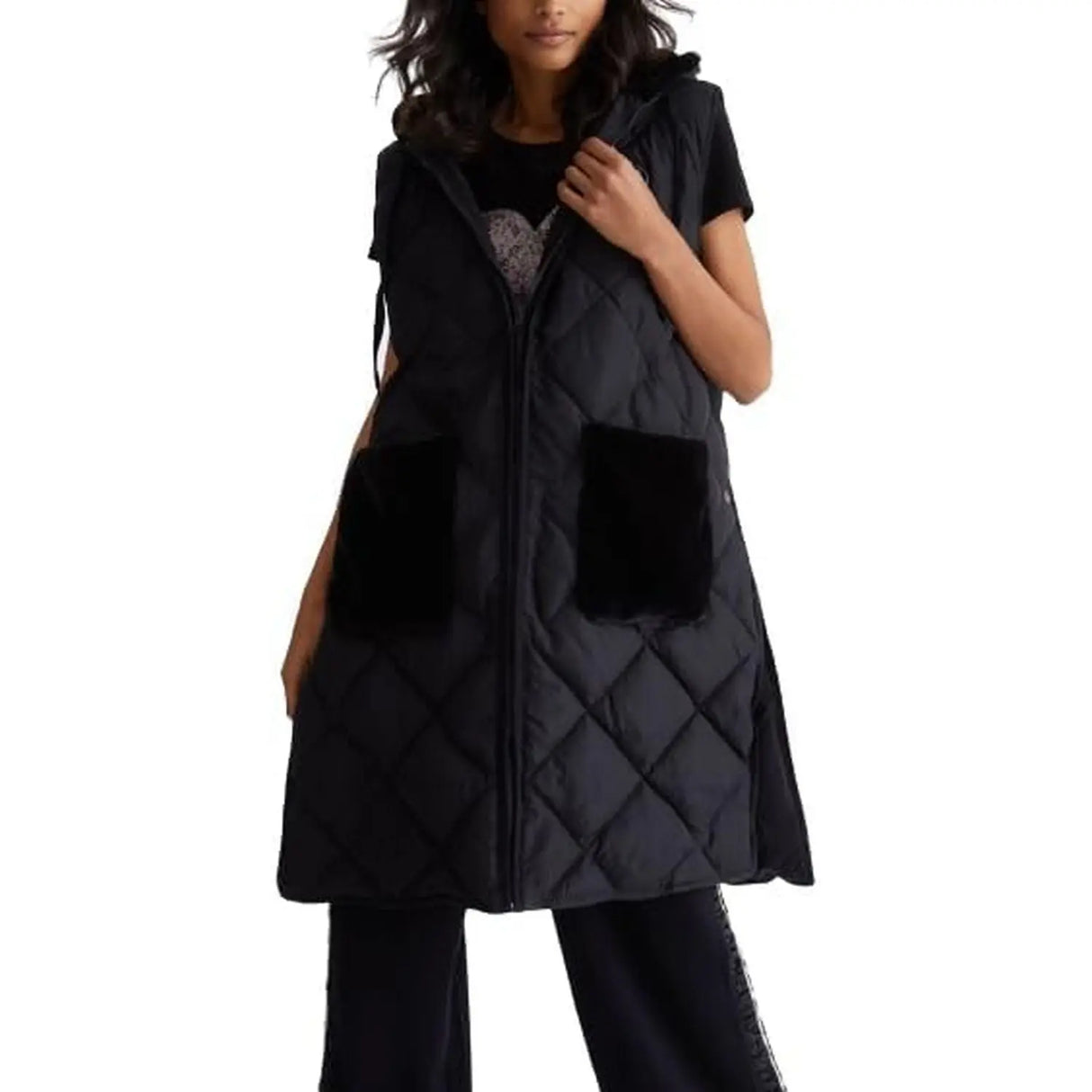 Gilet LIU JO Donna LUNGO CON TASCHE Nero LIU JO Angolo dello Sport