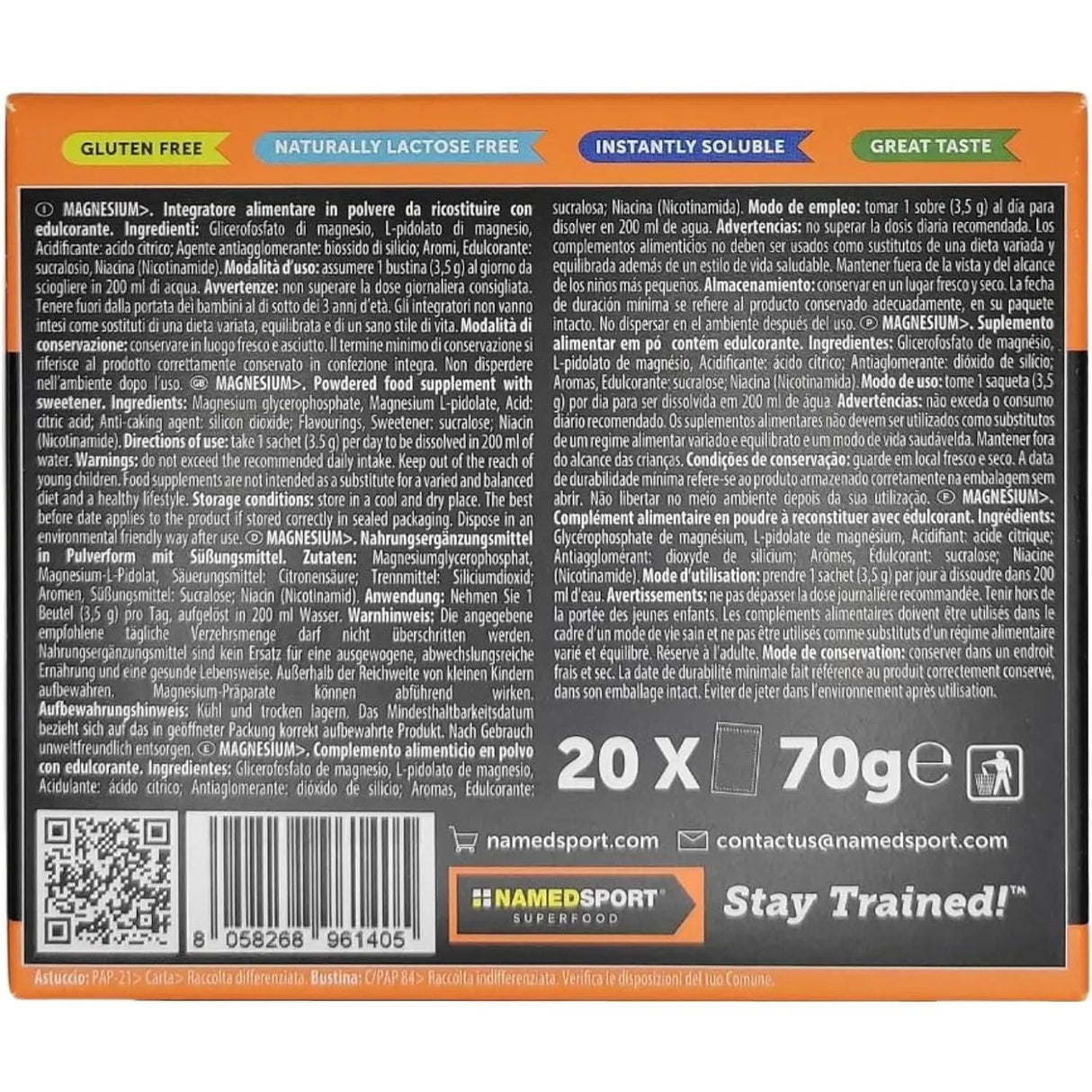 Integratori NAMEDSPORT Unisex magnesium blend of 2 sources Limone