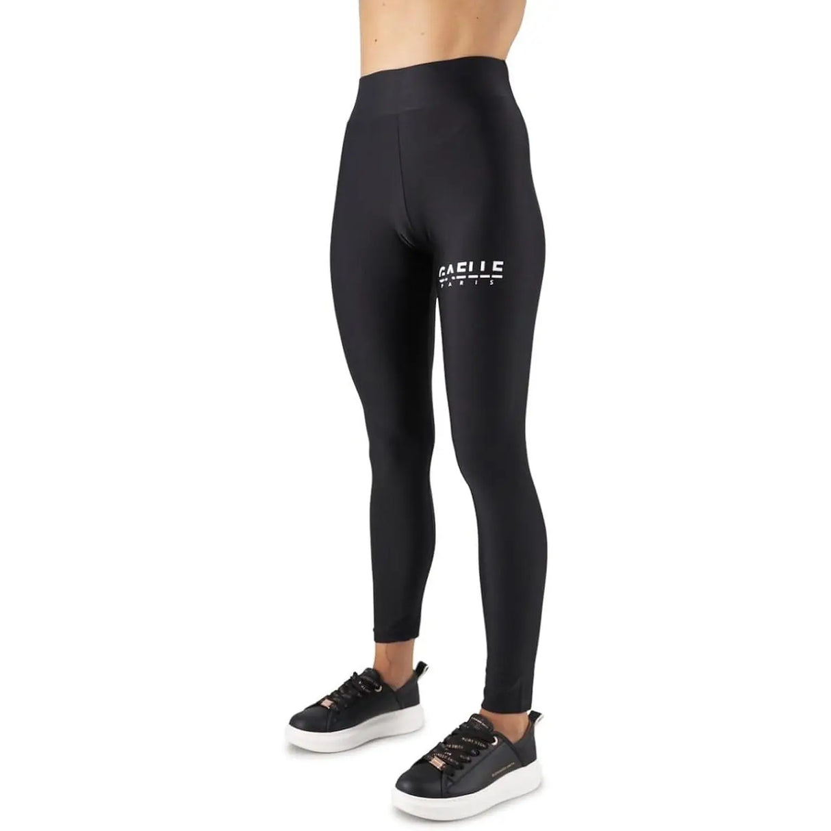 Leggings GAELLE Donna LYCRA STAMPA LOGO LATERALE Nero