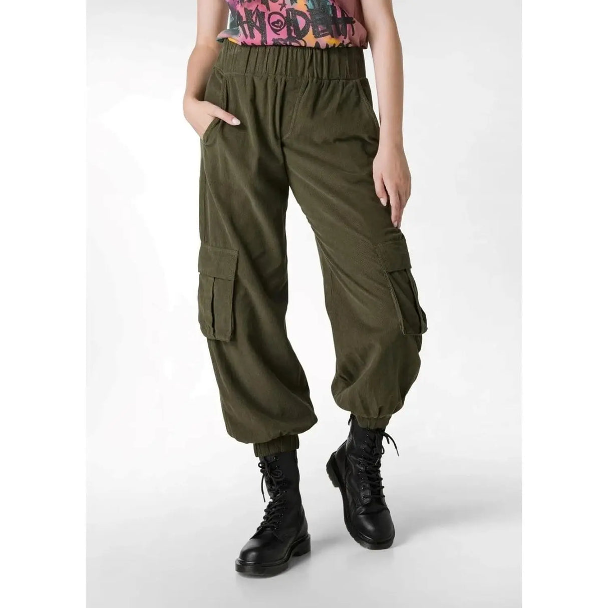 Pantalone DEHA Donna CARGO VELLUTO Verde