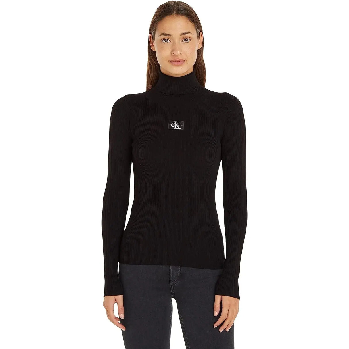 Pullover CALVIN KLEIN Donna badge roll neck Nero