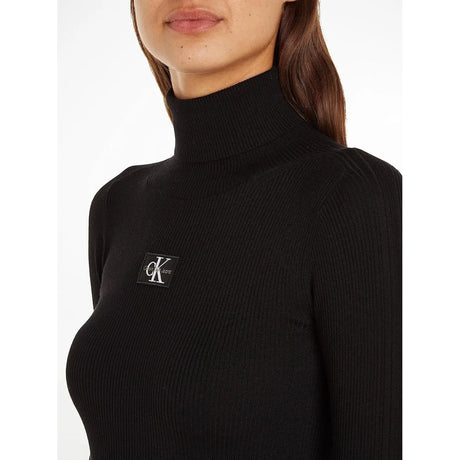Pullover CALVIN KLEIN Donna badge roll neck Nero