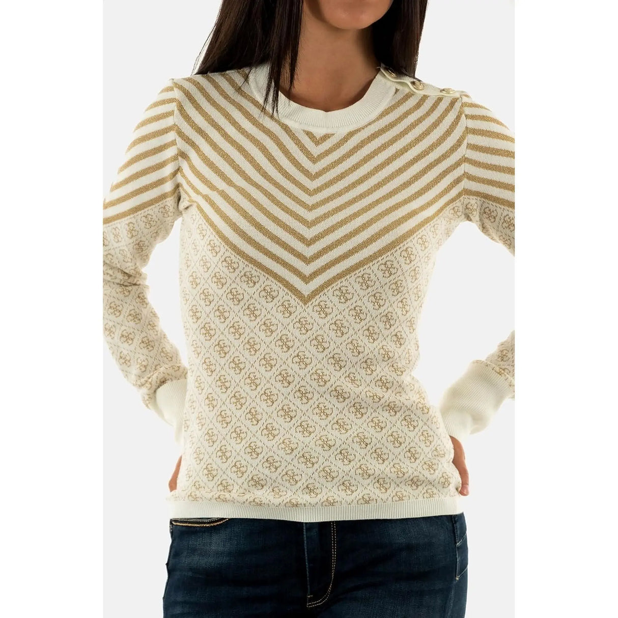 Felpa GUESS Donna LS RN RENEE Avorio