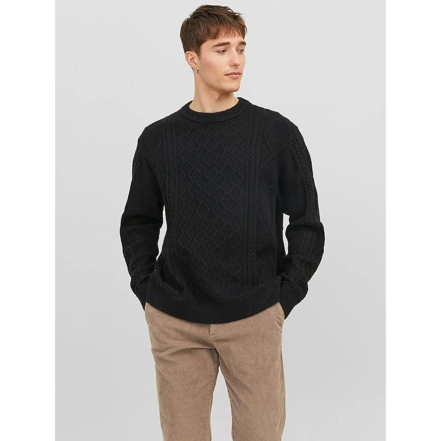 Pullover JACK JONES Uomo VILLERAY CABLE Nero