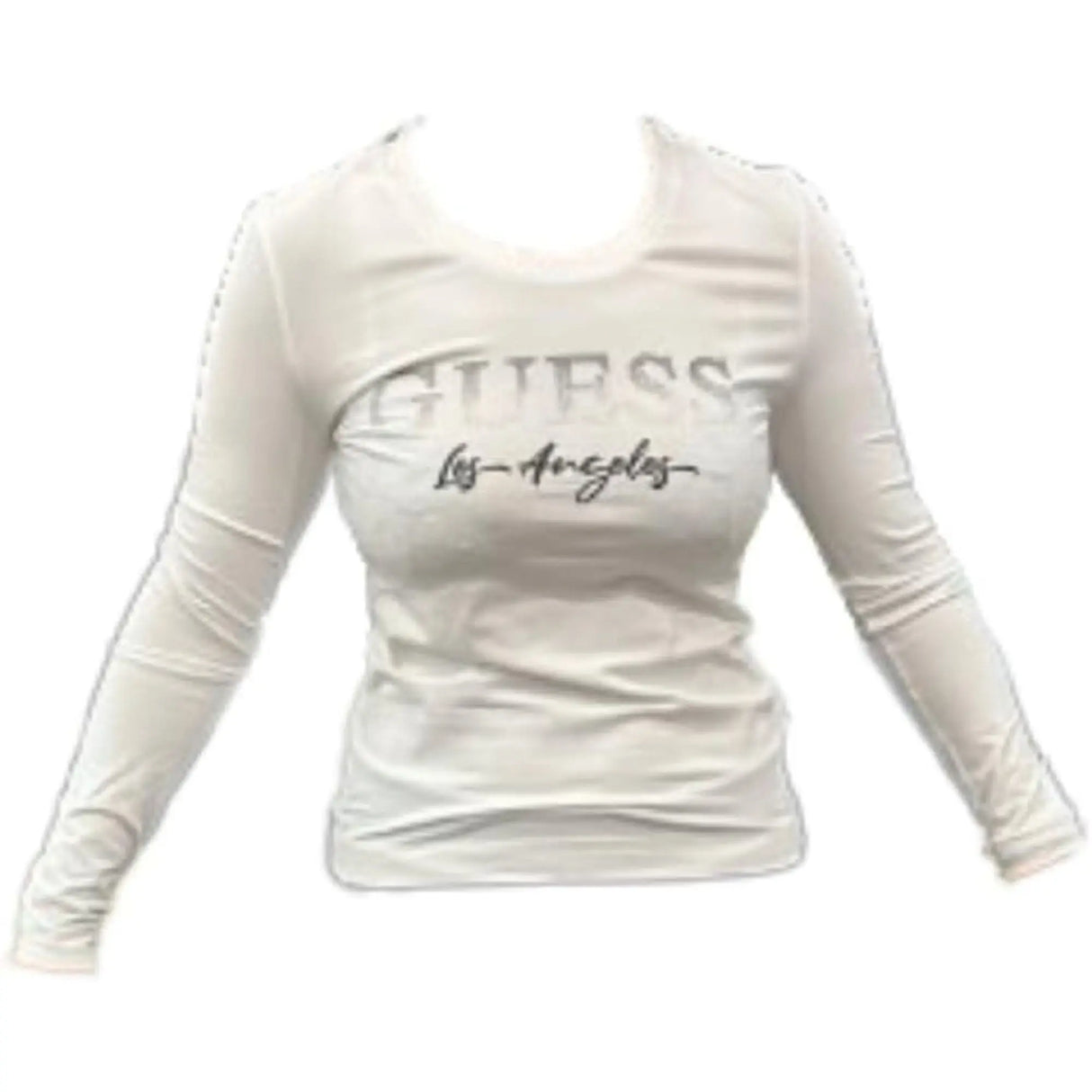 Pullover GUESS Donna LS VN LOGO MICRO STU Bianco