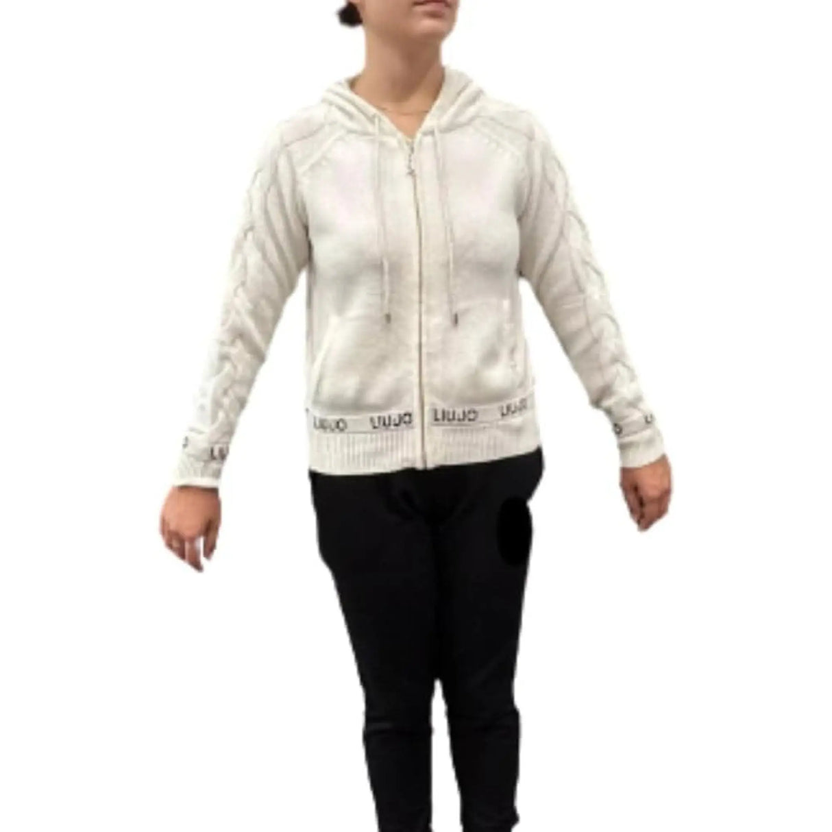 Pullover GUESS Donna LS VN LOGO MICRO STU Bianco