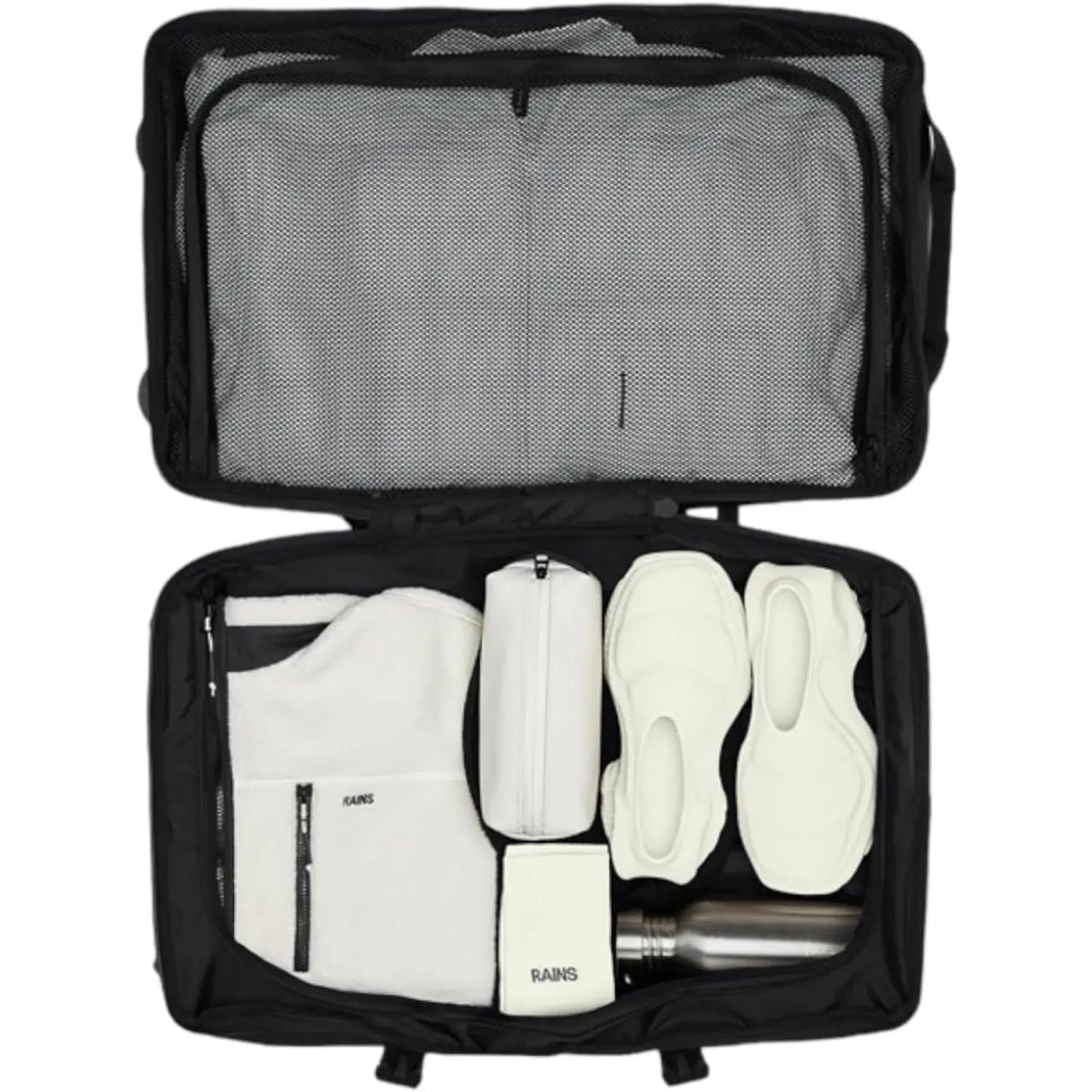 Trolley RAINS Unisex texel check in bag Nero