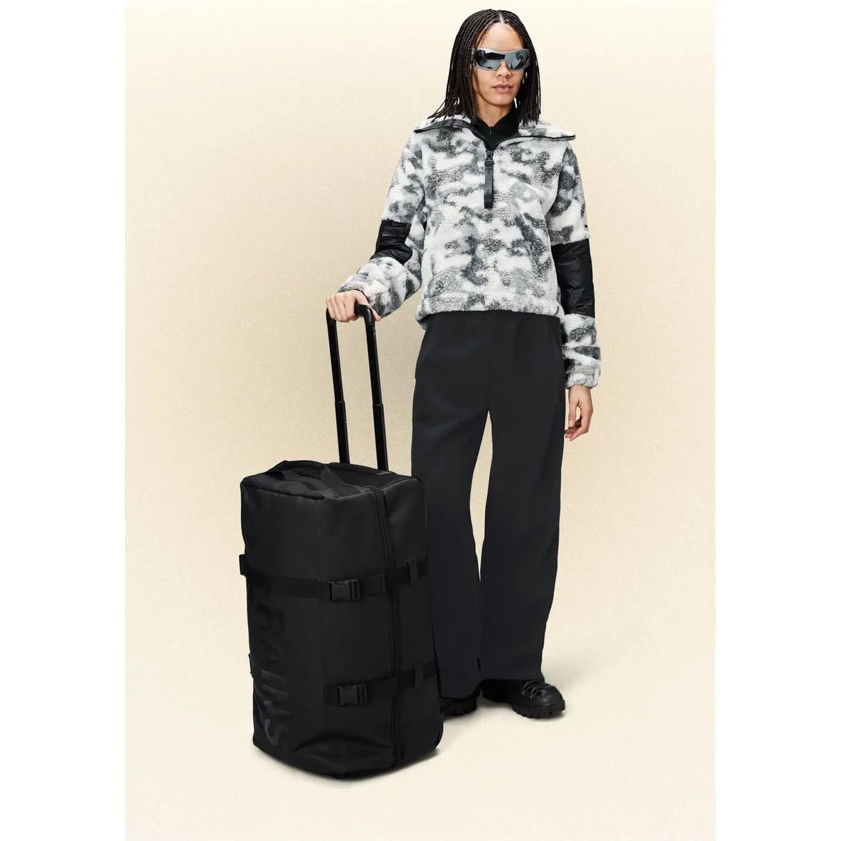 Trolley RAINS Unisex texel check in bag Nero