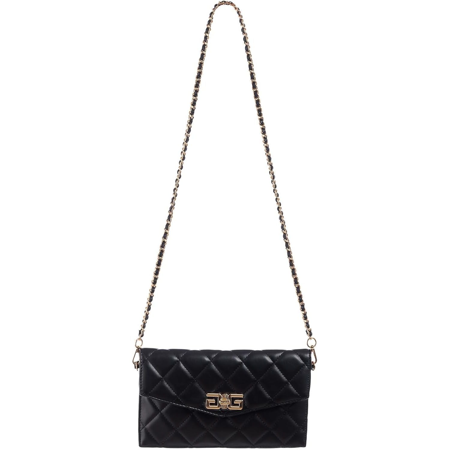 Pochette GAELLE Donna MATELASSE A ROMBI CON CHIUSURA GIRELLO DOUBLE G Nero