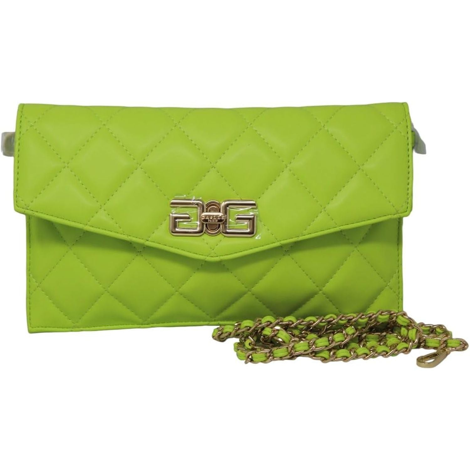 Pochette GAELLE Donna MATELASSE A ROMBI CON CHIUSURA GIRELLO DOUBLE G Verde