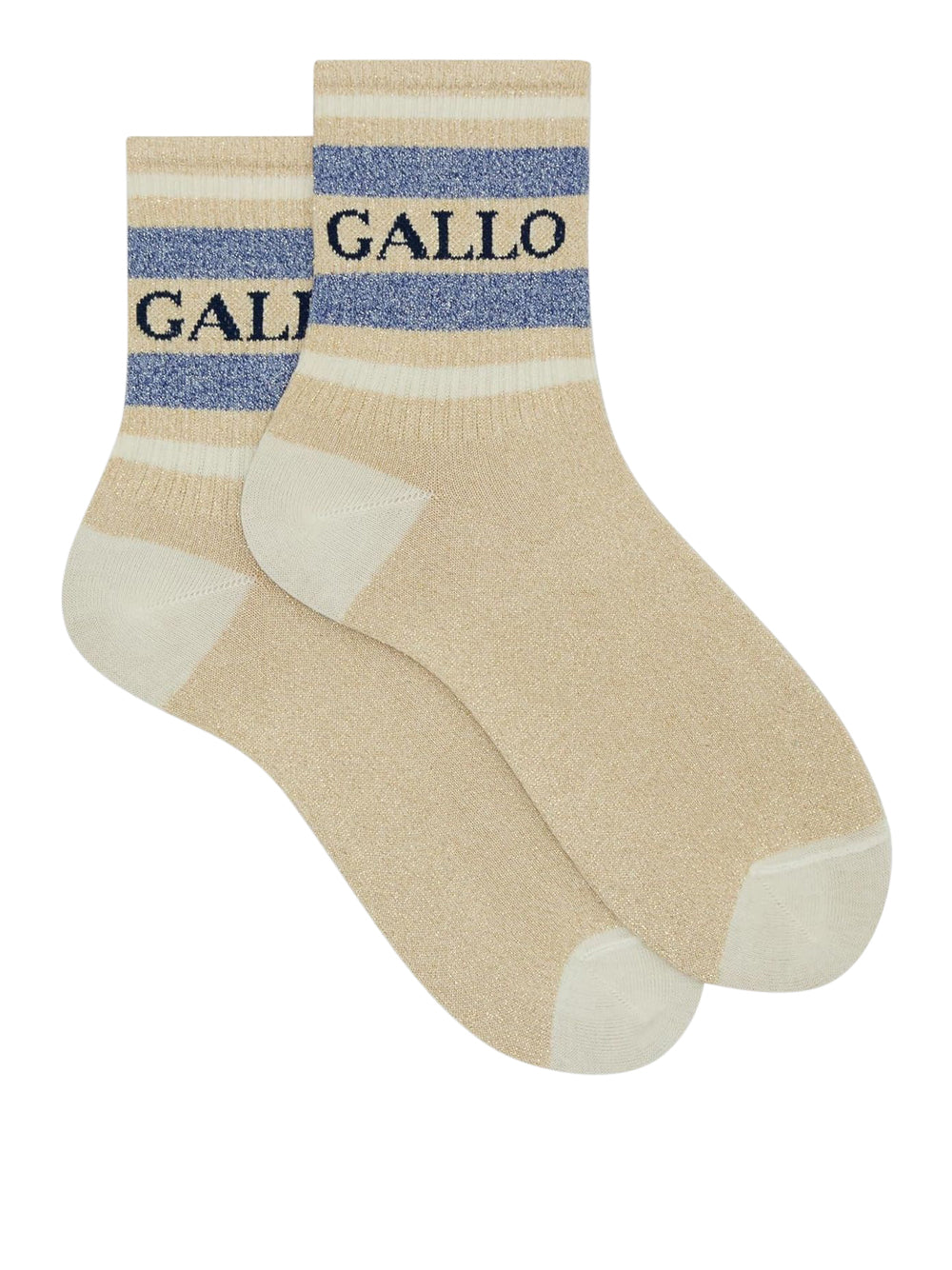 Calze Gallo Unisex Corto Co/lurex Righe Oro