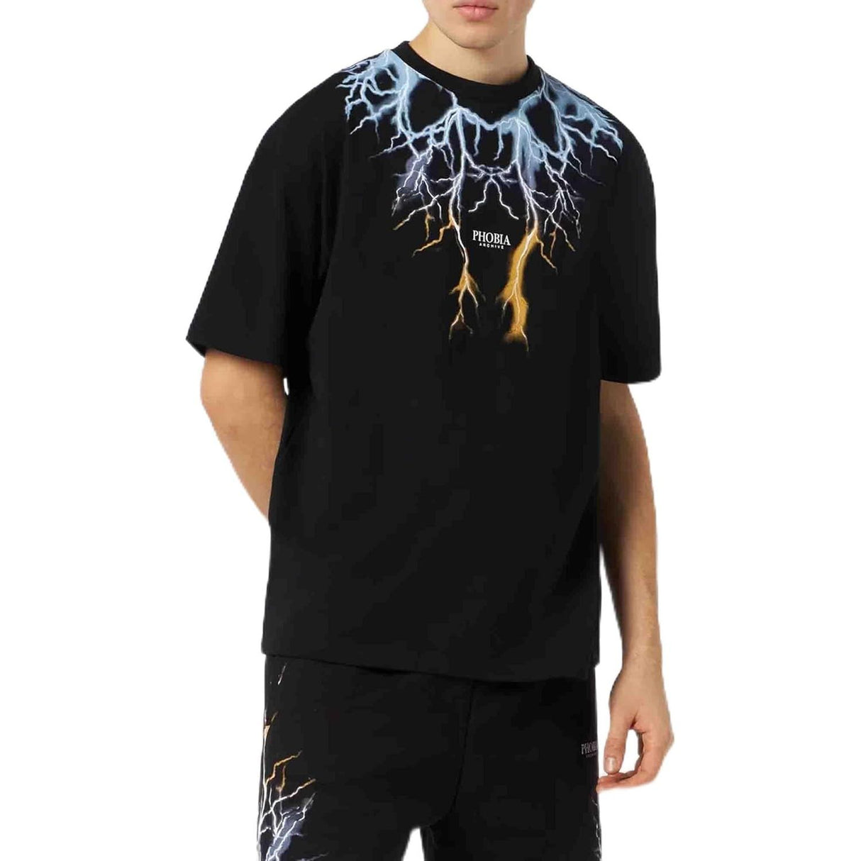 T-shirt PHOBIA Uomo LIGHTNING PRINT Nero