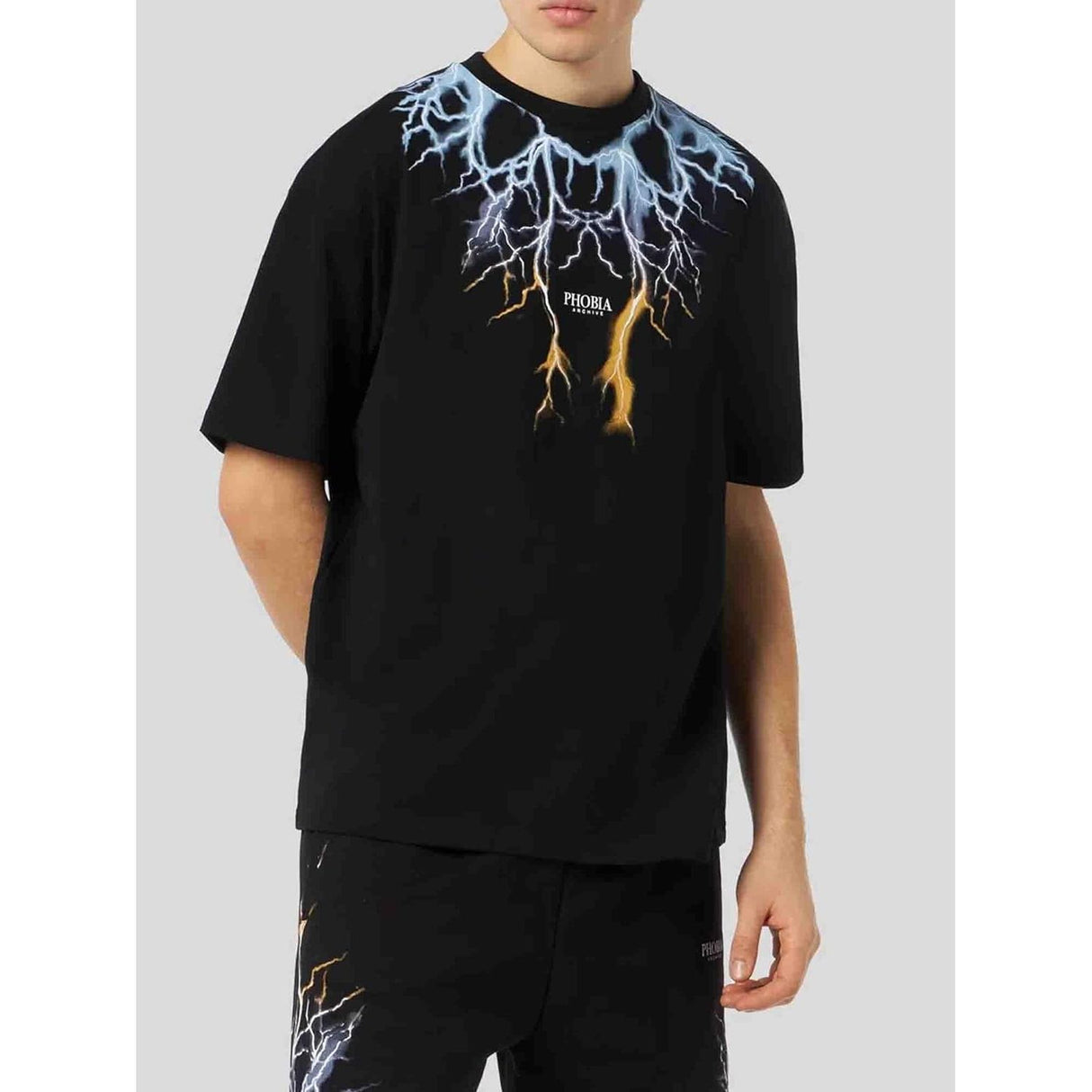T-shirt PHOBIA Uomo LIGHTNING PRINT Nero