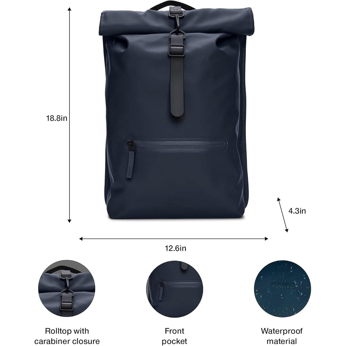 Zaino RAINS Unisex Navy RAINS  Angolo dello Sport