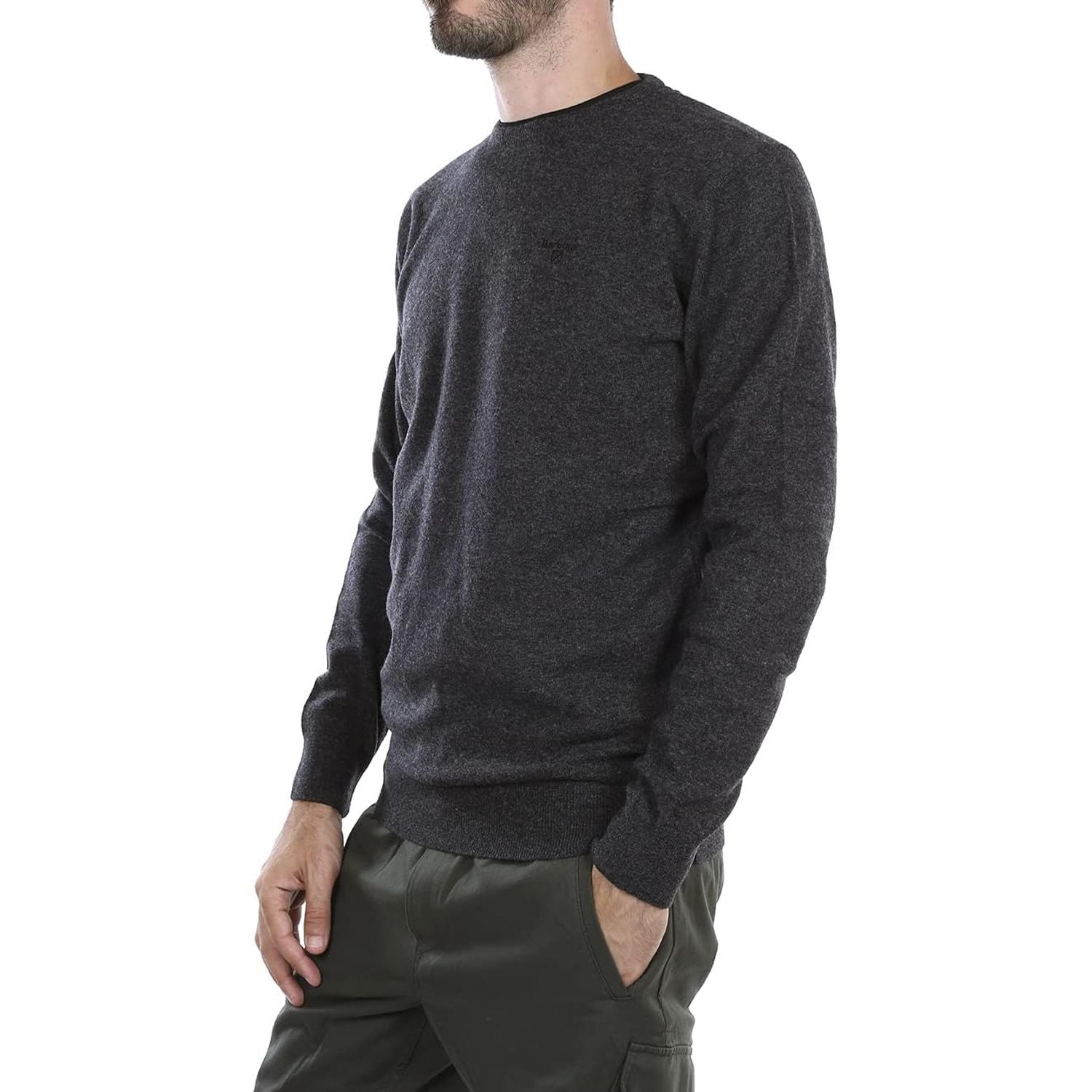 Pullover BARBOUR Uomo essential l/wool crew Nero