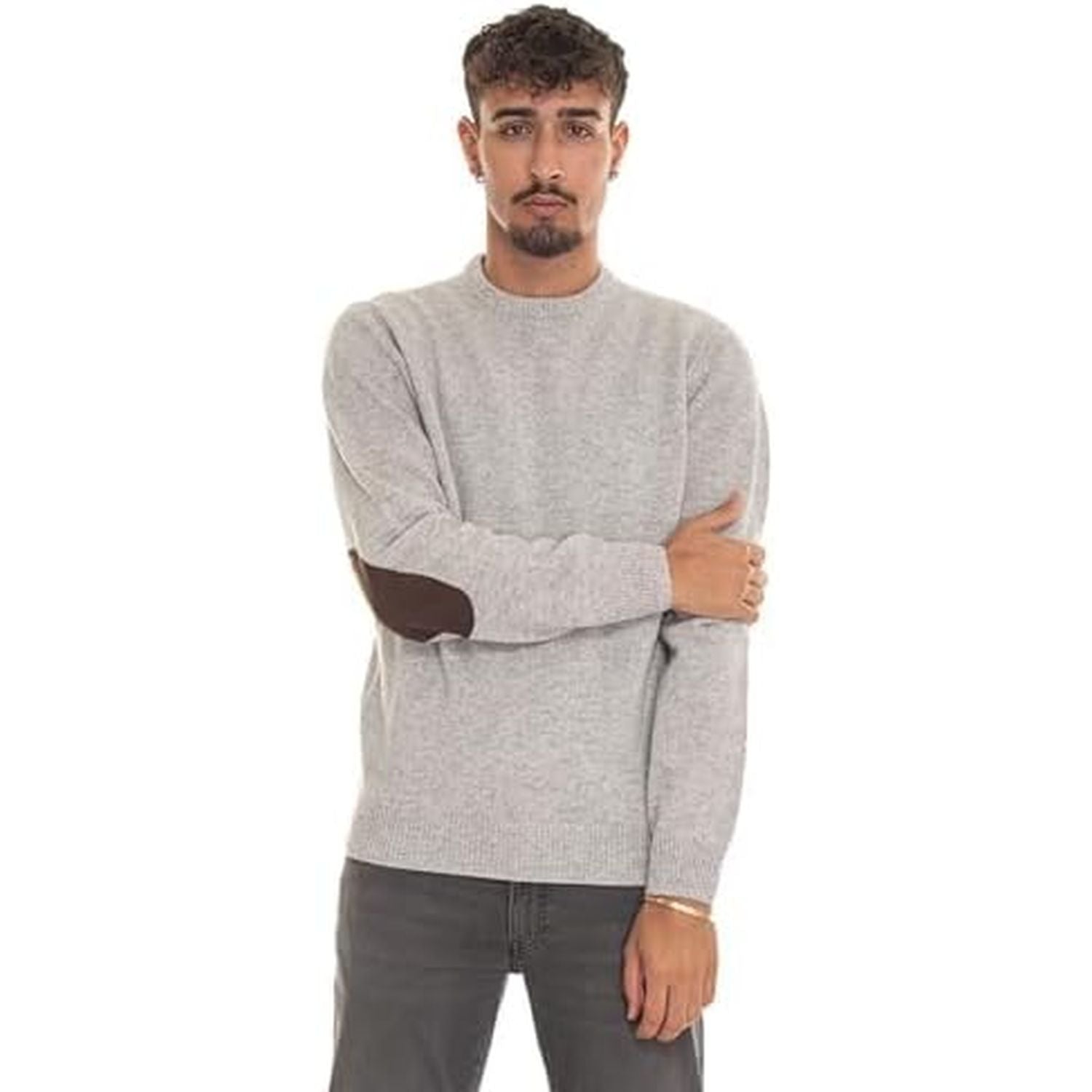 Pullover BARBOUR Uomo essential patch crew Grigio