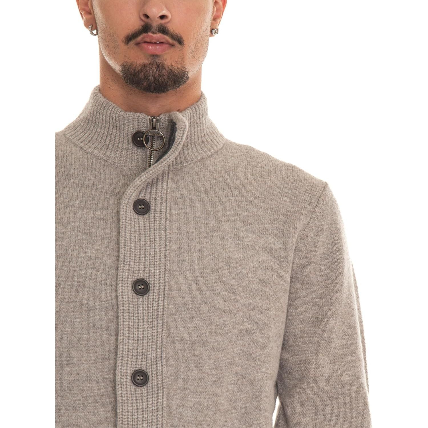 Pullover BARBOUR Uomo essential patch zip Beige