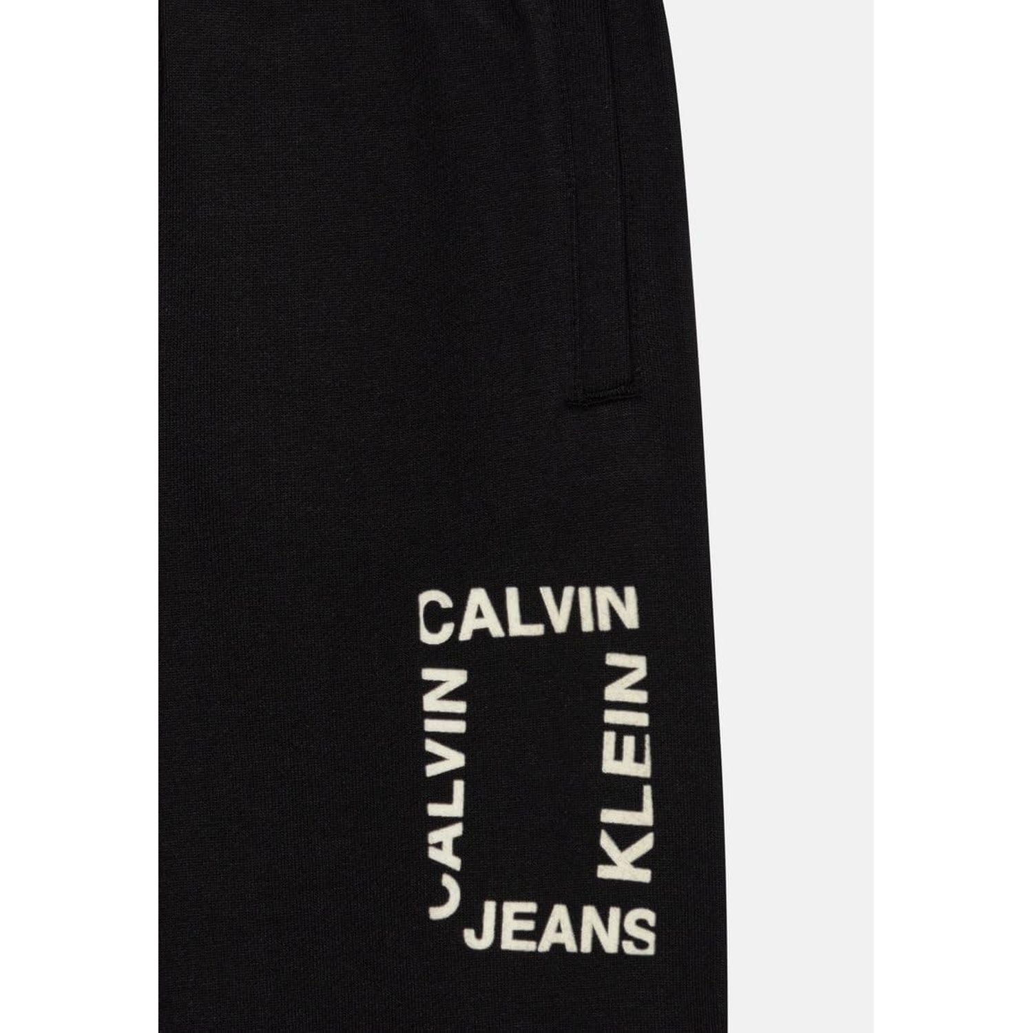 Leggings CALVIN KLEIN Bambino MINI HERO FLOCK LOGO PANTS Nero