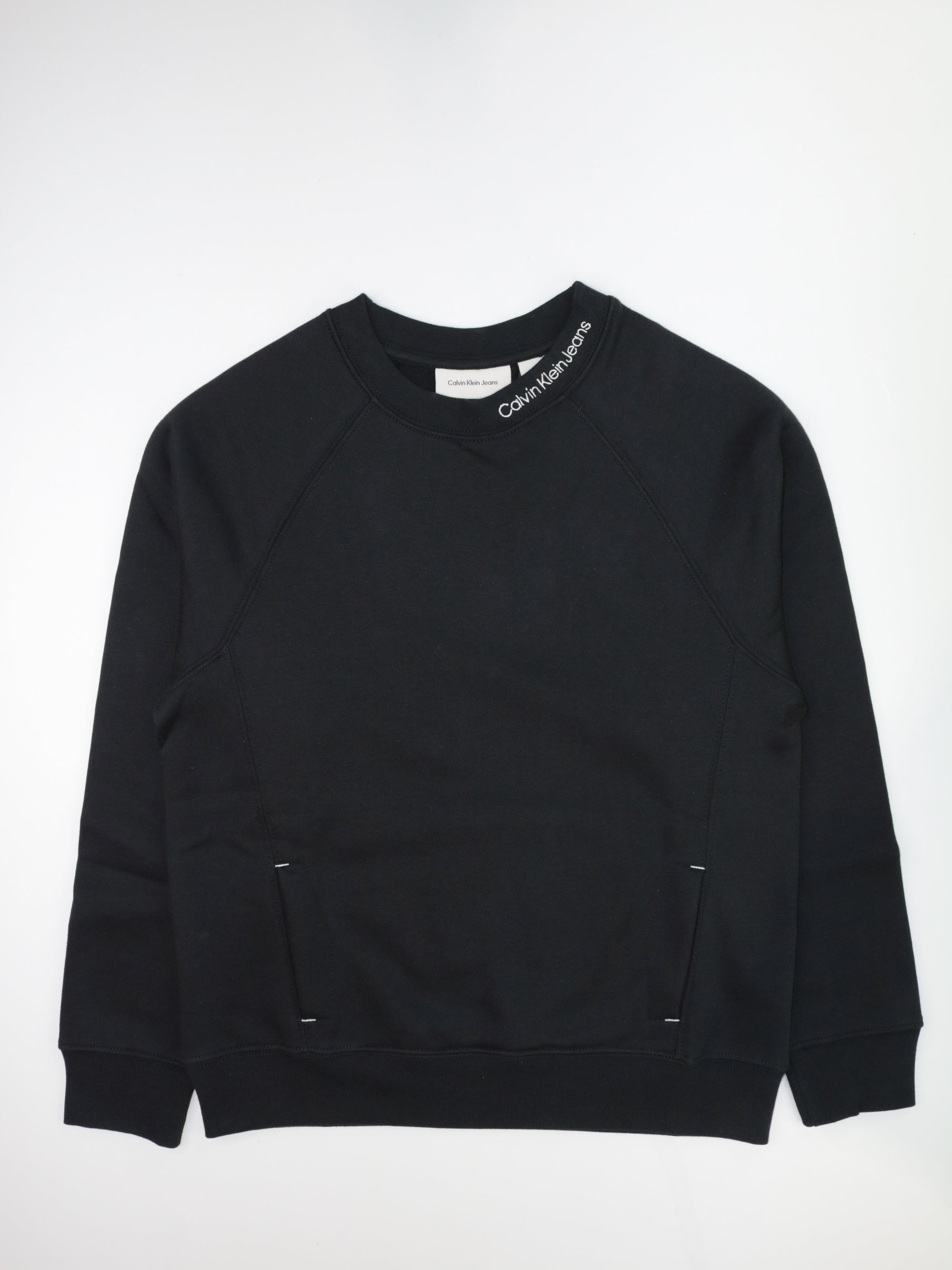 Felpa CALVIN KLEIN Bambino NECK EMB. FLEECE CREWNECK Nero