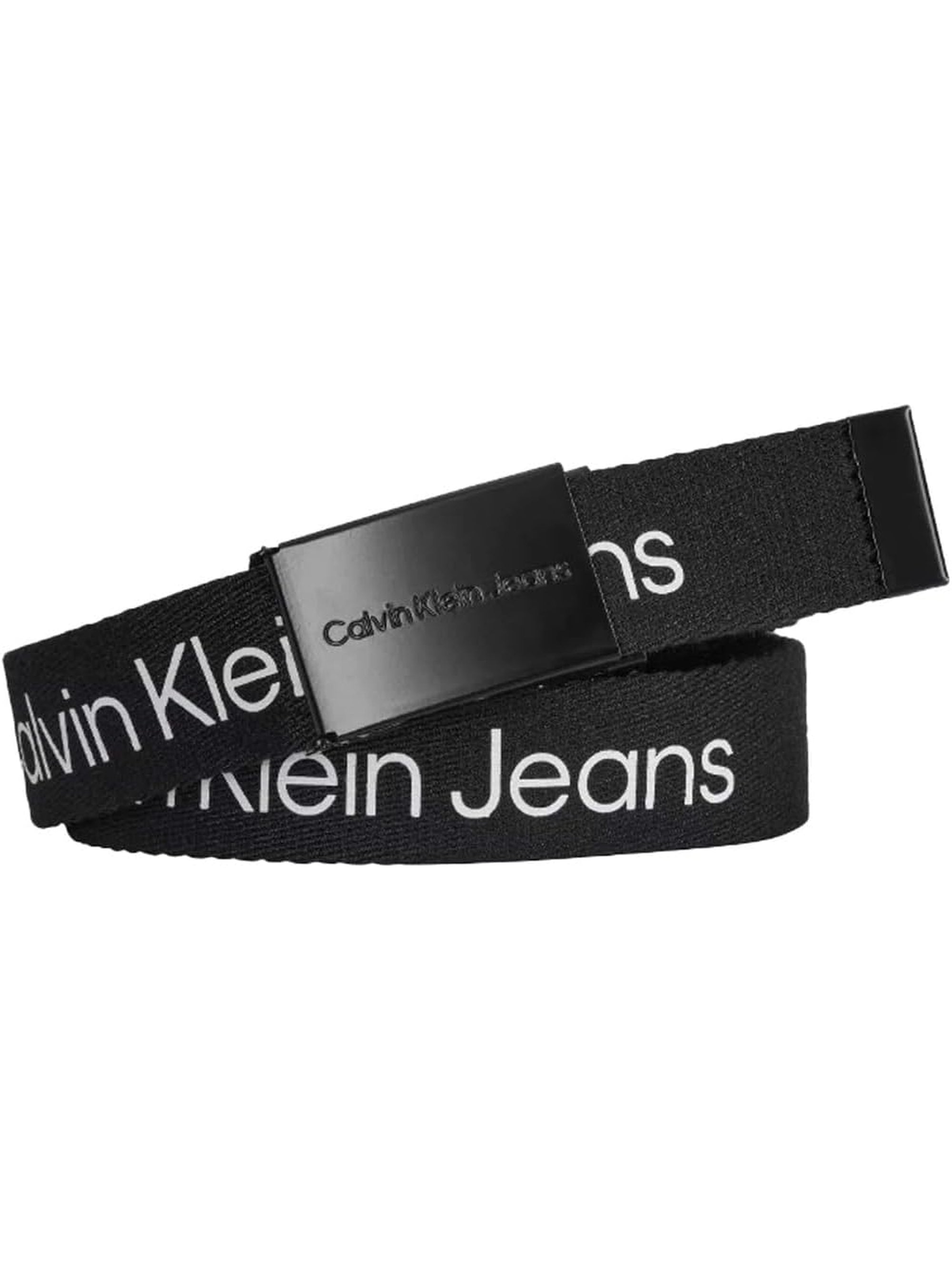 Cinta CALVIN KLEIN Bambino CANVAS LOGO METALLIC BUCKLE BE Nero