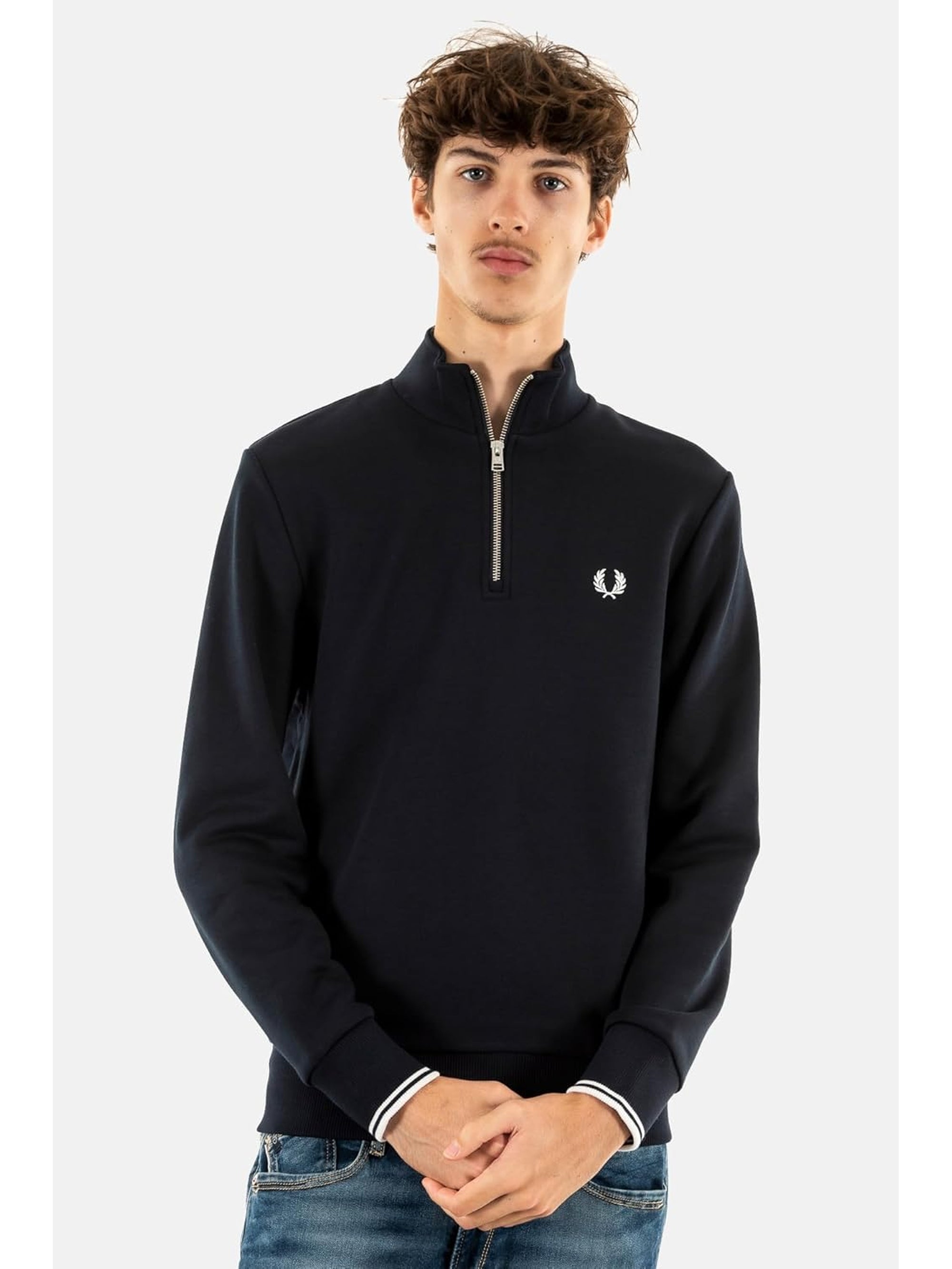 Felpa FRED PERRY Uomo HALF ZIP Navy