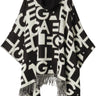 Poncho GAELLE Donna PANNO CON COLLO ALTO IN MAGLIERIA FANTASIA ALL OVE Bianco e Nero