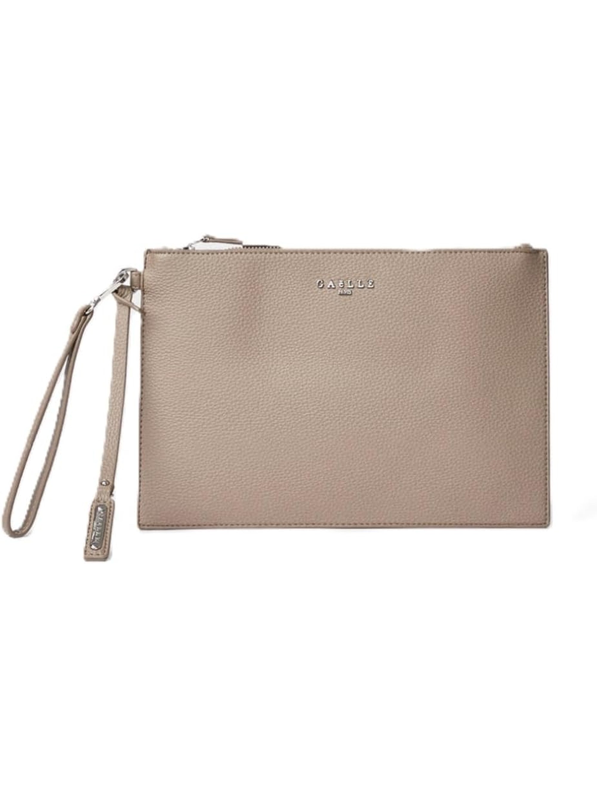 Pochette GAELLE Donna REG ECOPELLE LOGO IN METALLO Beige