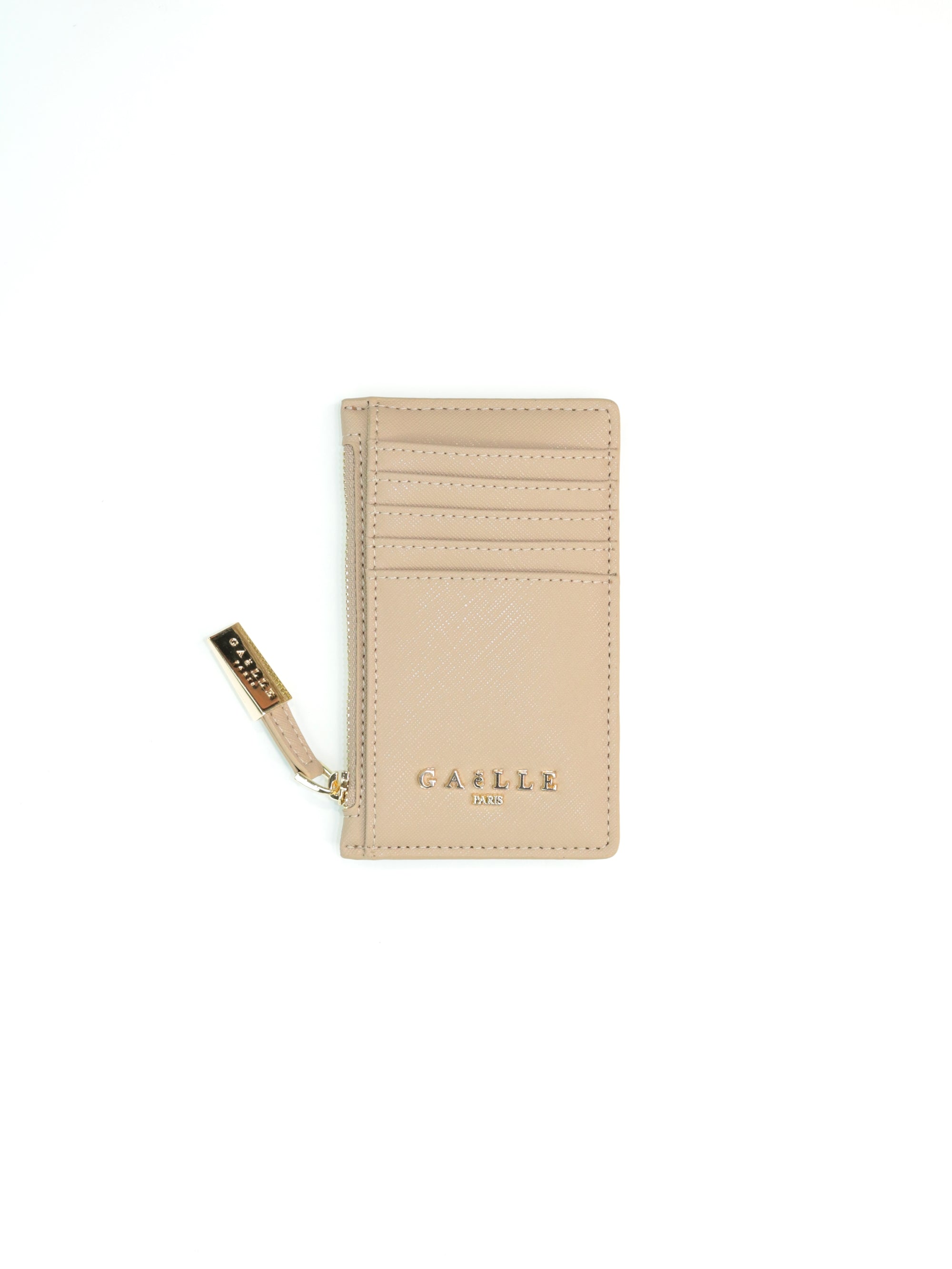 Portafoglio GAELLE Donna CARD HOLDER IN ECOPELLE SAFFIANO E LOGO IN METALLO Beige