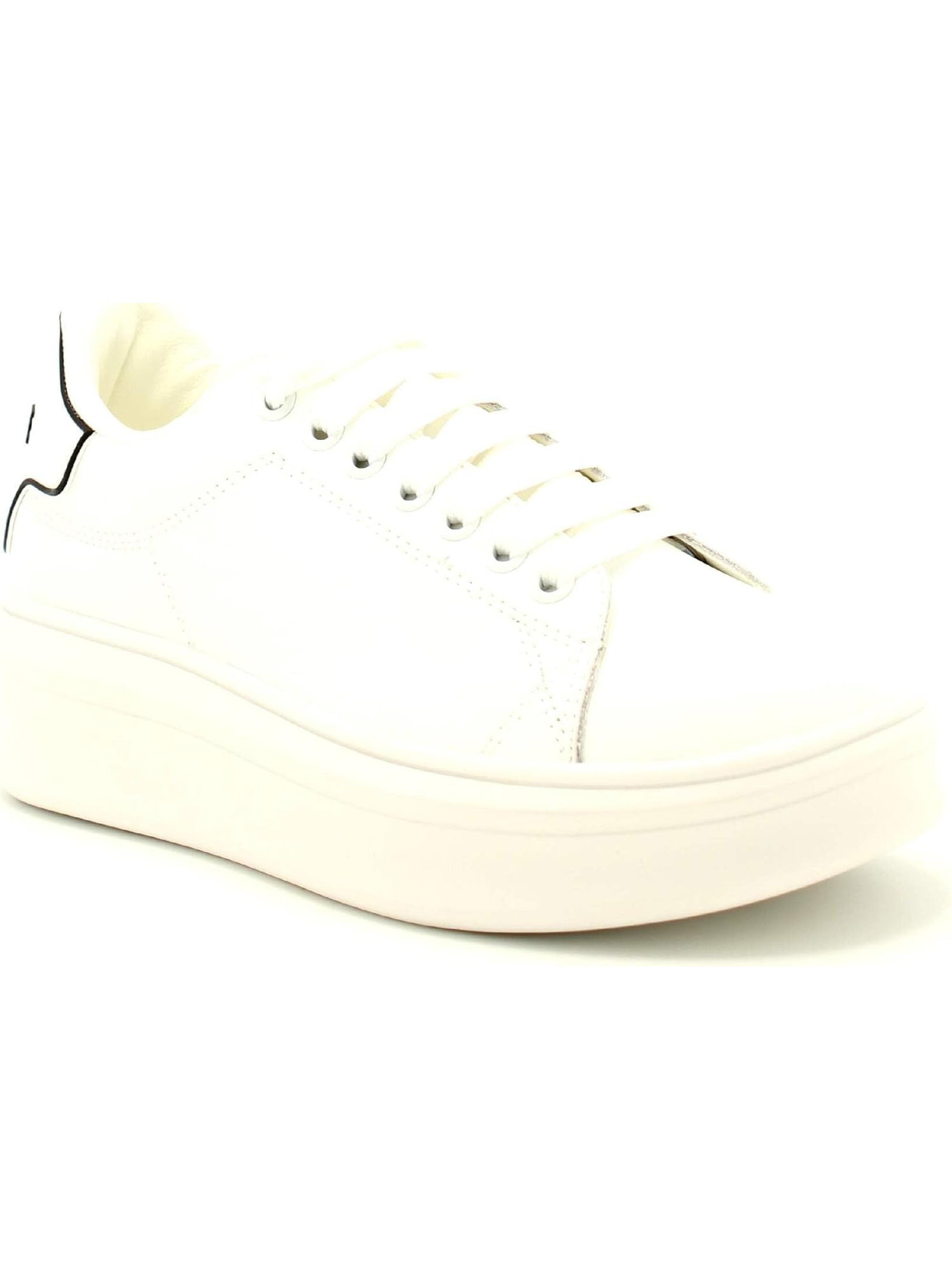 Sneakers GAELLE Donna ADDICT IN ACTION LEATHER CON TALLONE IN GOMMA Bianco